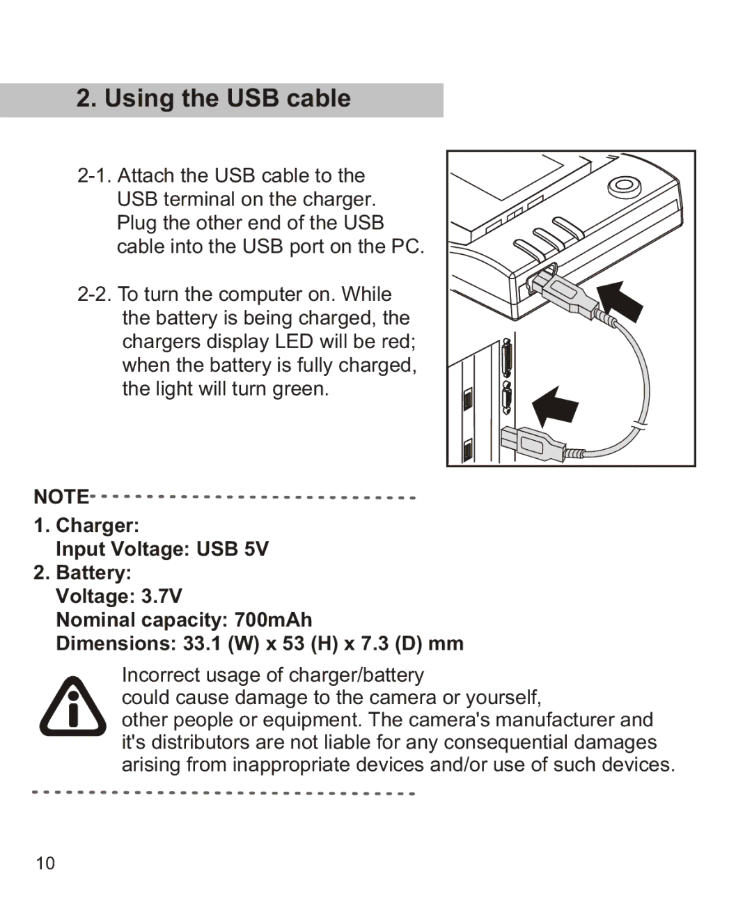 Largan EASY 200 manual Using the USB cable 