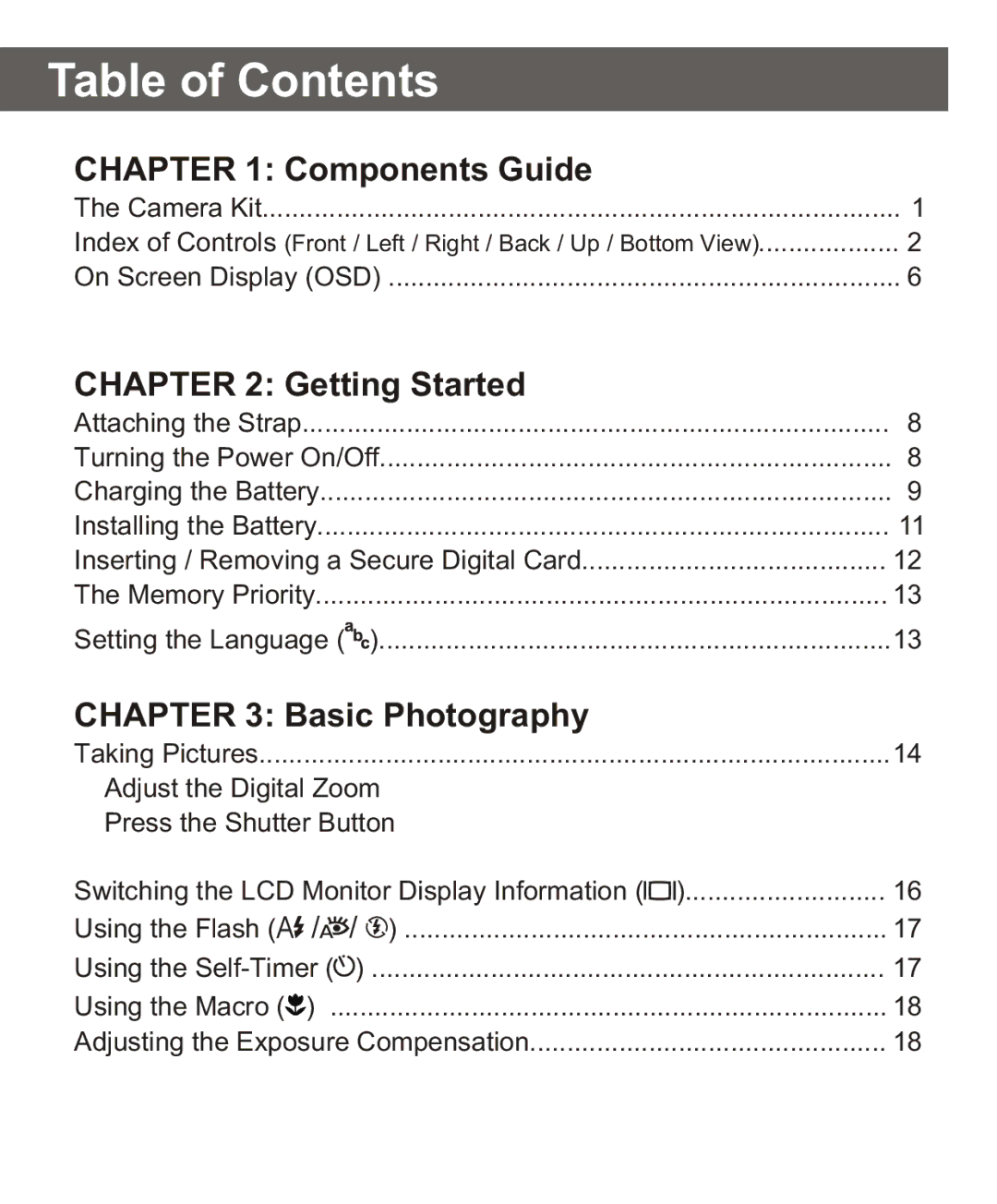 Largan EASY 200 manual Table of Contents 