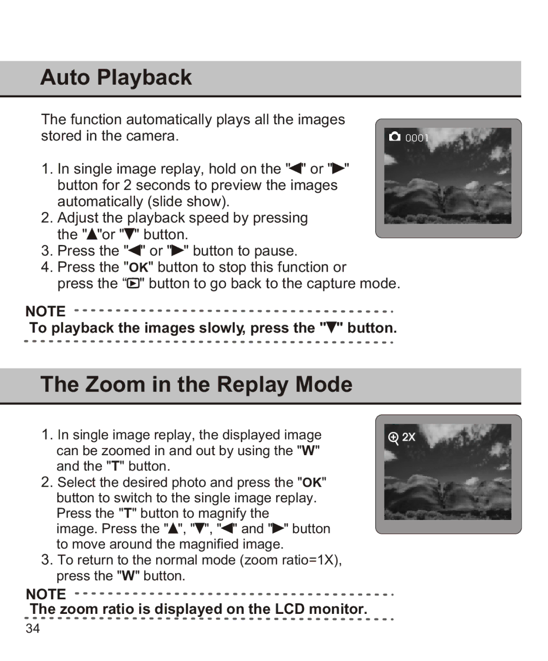 Largan EASY 200 manual Auto Playback, Zoom in the Replay Mode 