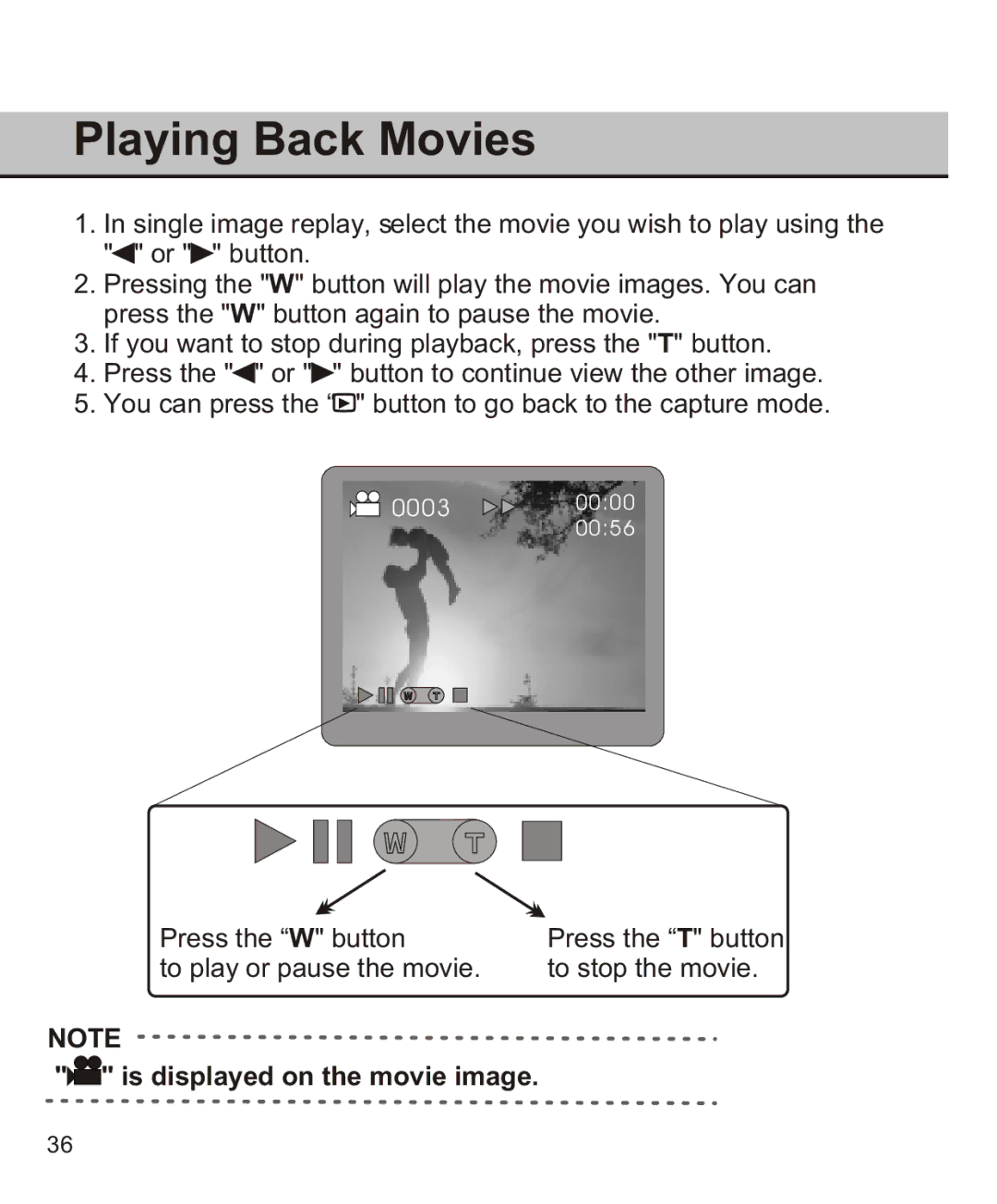 Largan EASY 200 manual Playing Back Movies, Is displayed on the movie image 