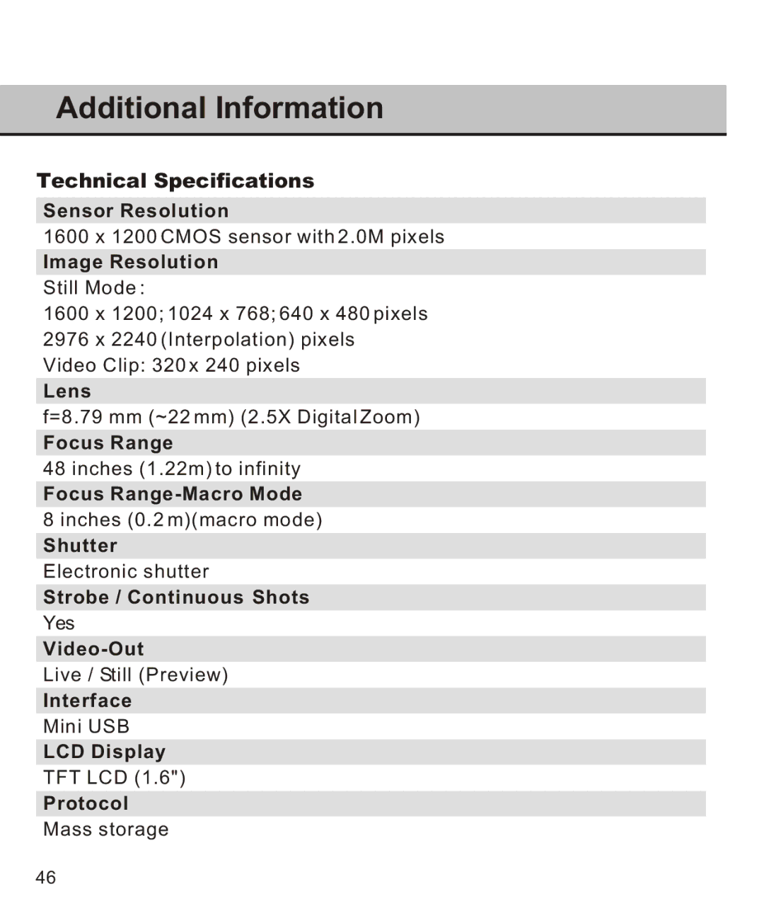 Largan EASY 200 manual Additional Information, Technical Specifications 