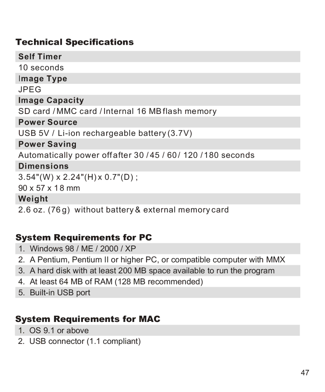 Largan EASY 200 manual System Requirements for PC, System Requirements for MAC 