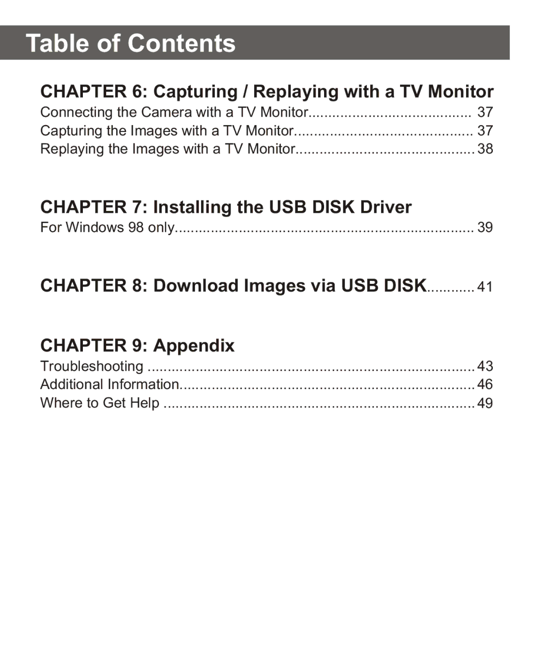 Largan EASY 200 manual Capturing / Replaying with a TV Monitor, Installing the USB Disk Driver 