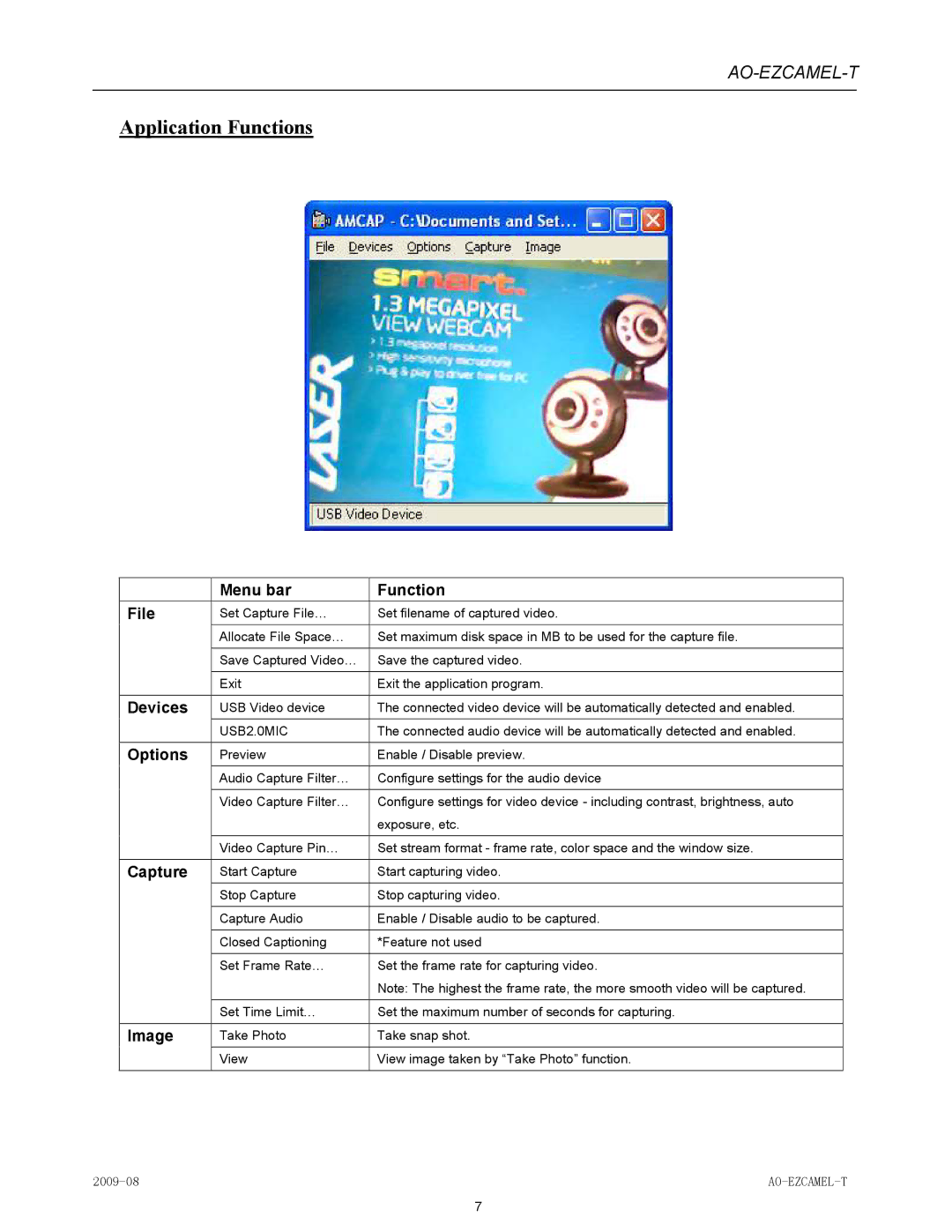 Laser AO-EZCAMEL-T manual Application Functions 