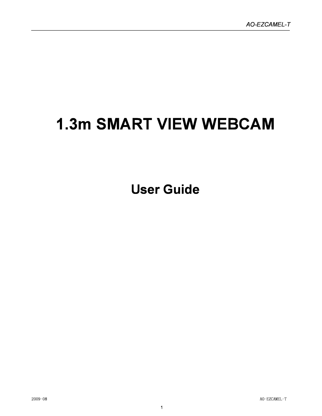 Laser AO-EZCAMEL-T manual Ao-Ezcamel-T, 1.3m SMART VIEW WEBCAM, User Guide, 2009-08 