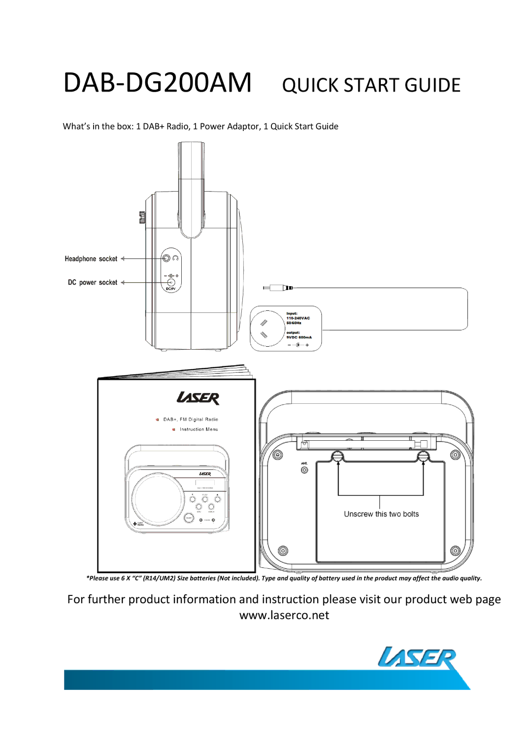 Laser quick start DAB-DG200AMQUICK Start Guide 