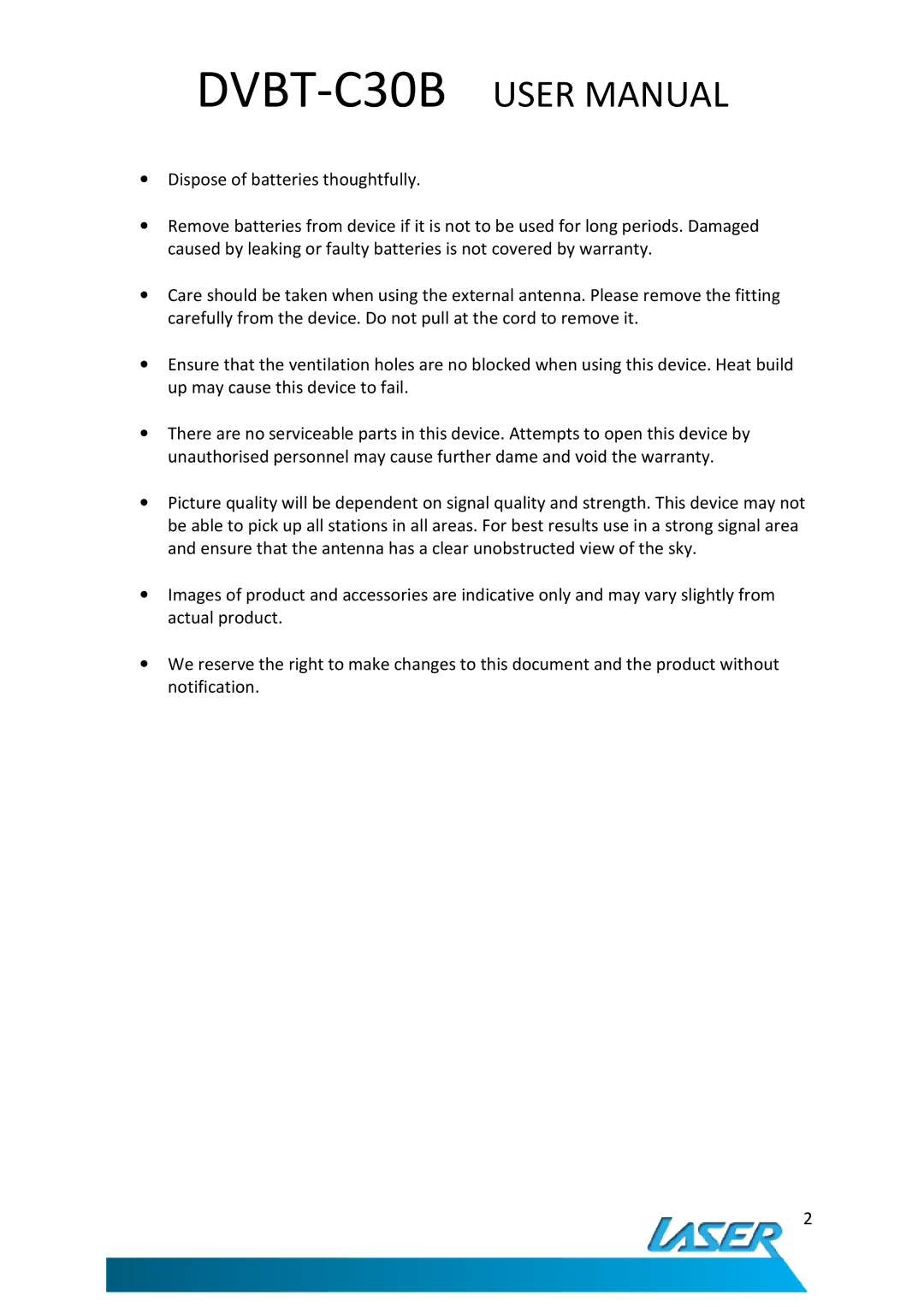 Laser DVBT-C30B user manual 