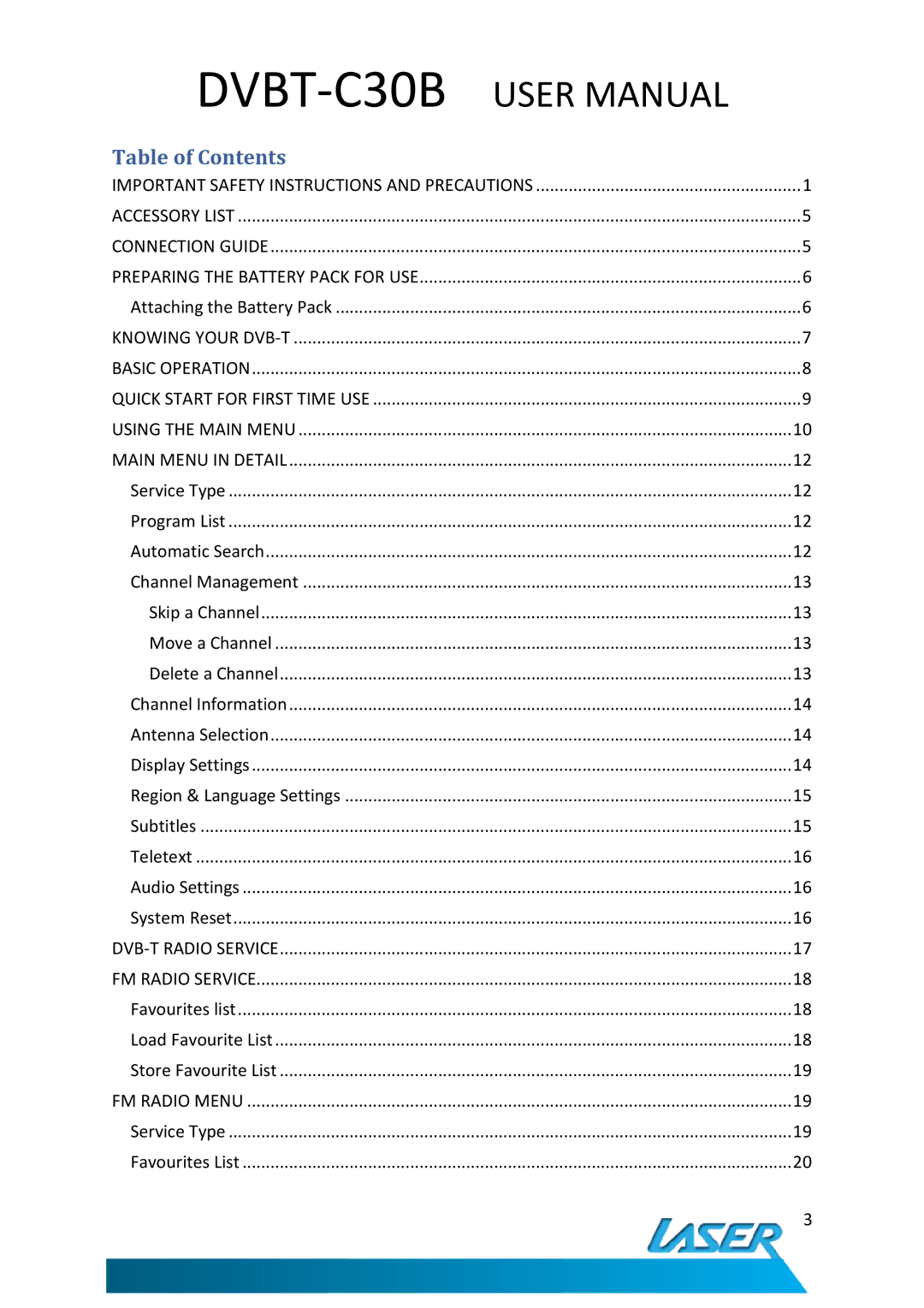 Laser DVBT-C30B user manual 