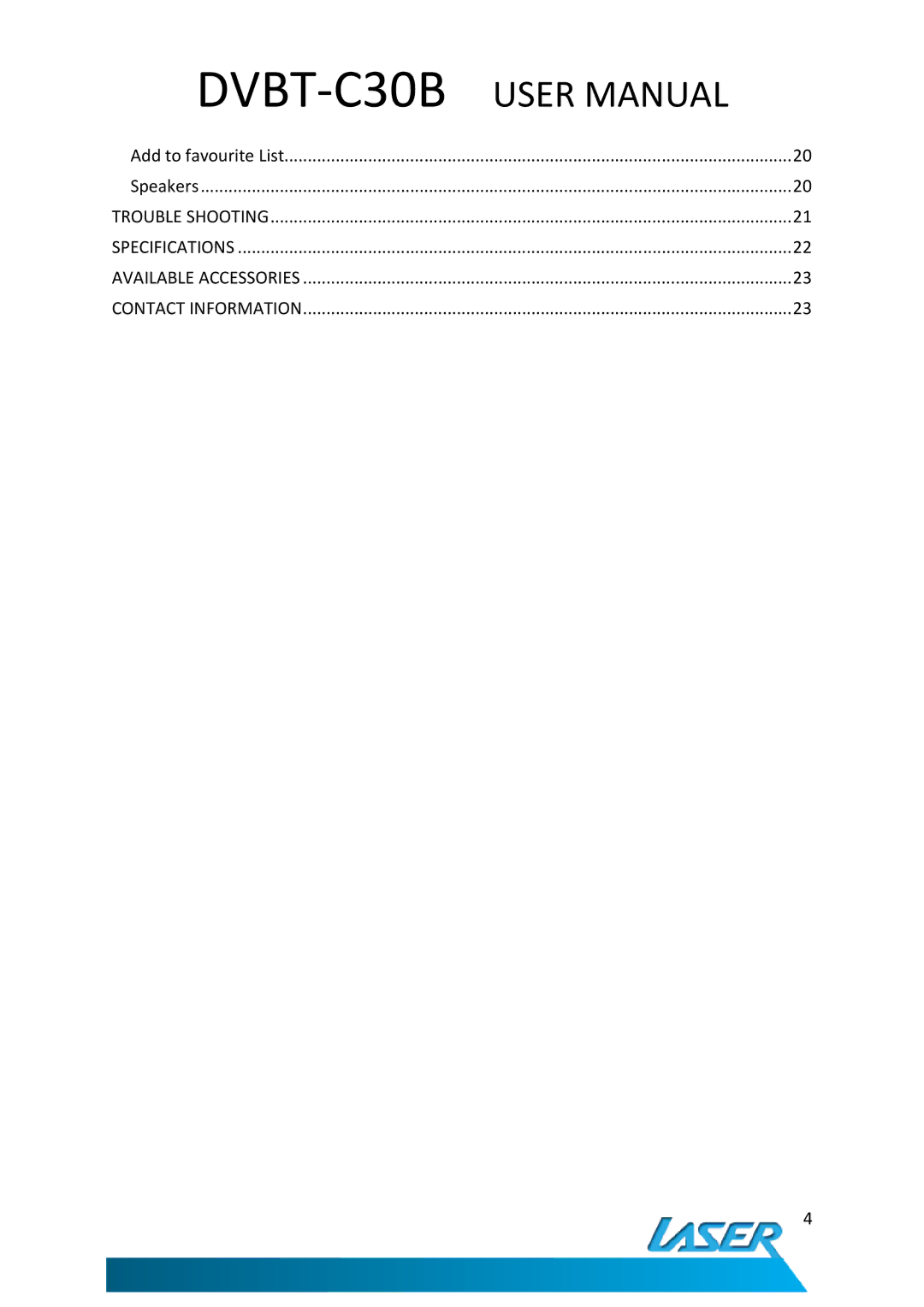 Laser DVBT-C30B user manual Add to favourite List Speakers 