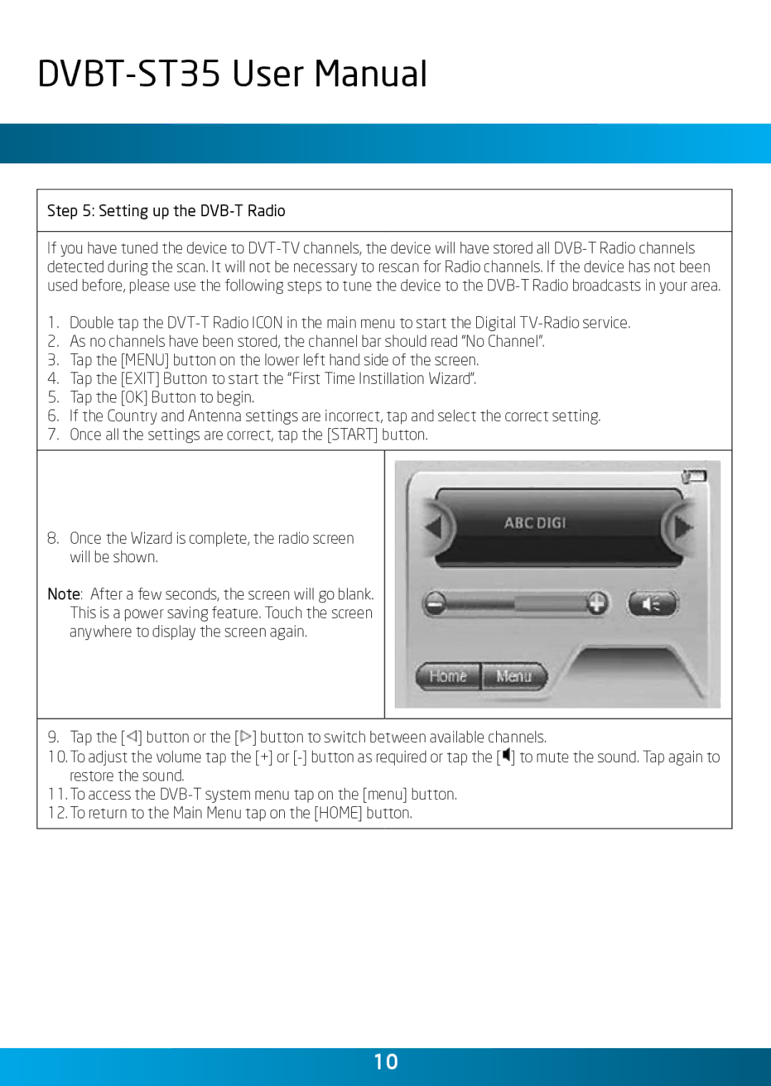 Laser DVBT-ST35 user manual Setting up the DVB-T Radio 