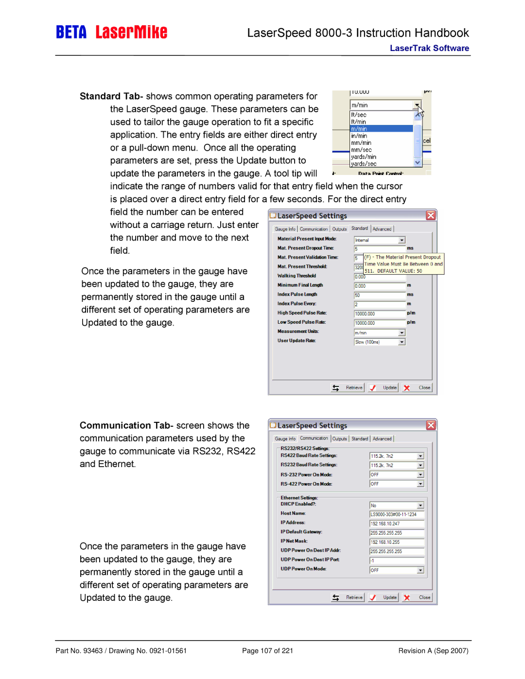 Laser LS8000-3 manual Part No / Drawing No 107 Revision a Sep 