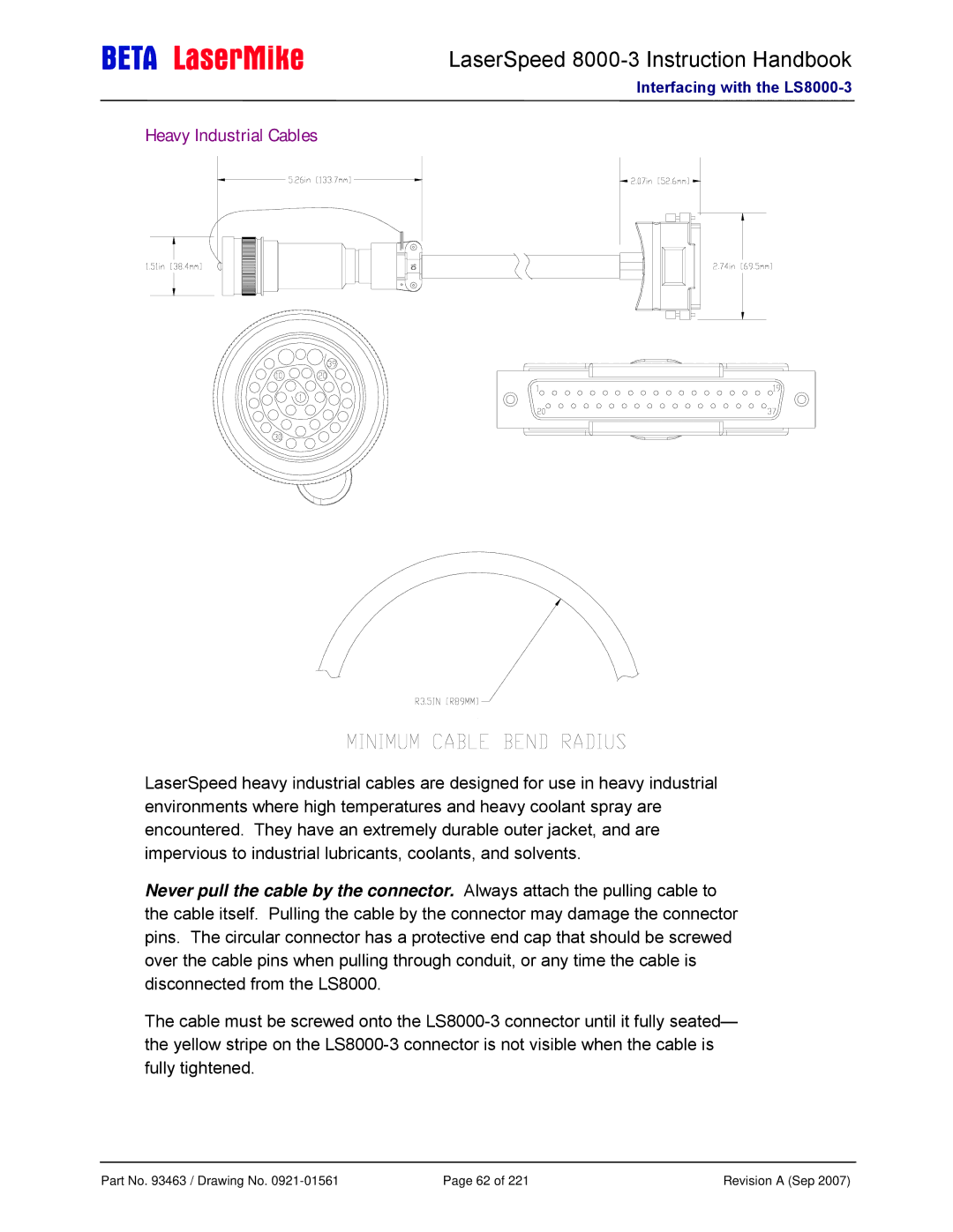 Laser LS8000-3 manual Heavy Industrial Cables 