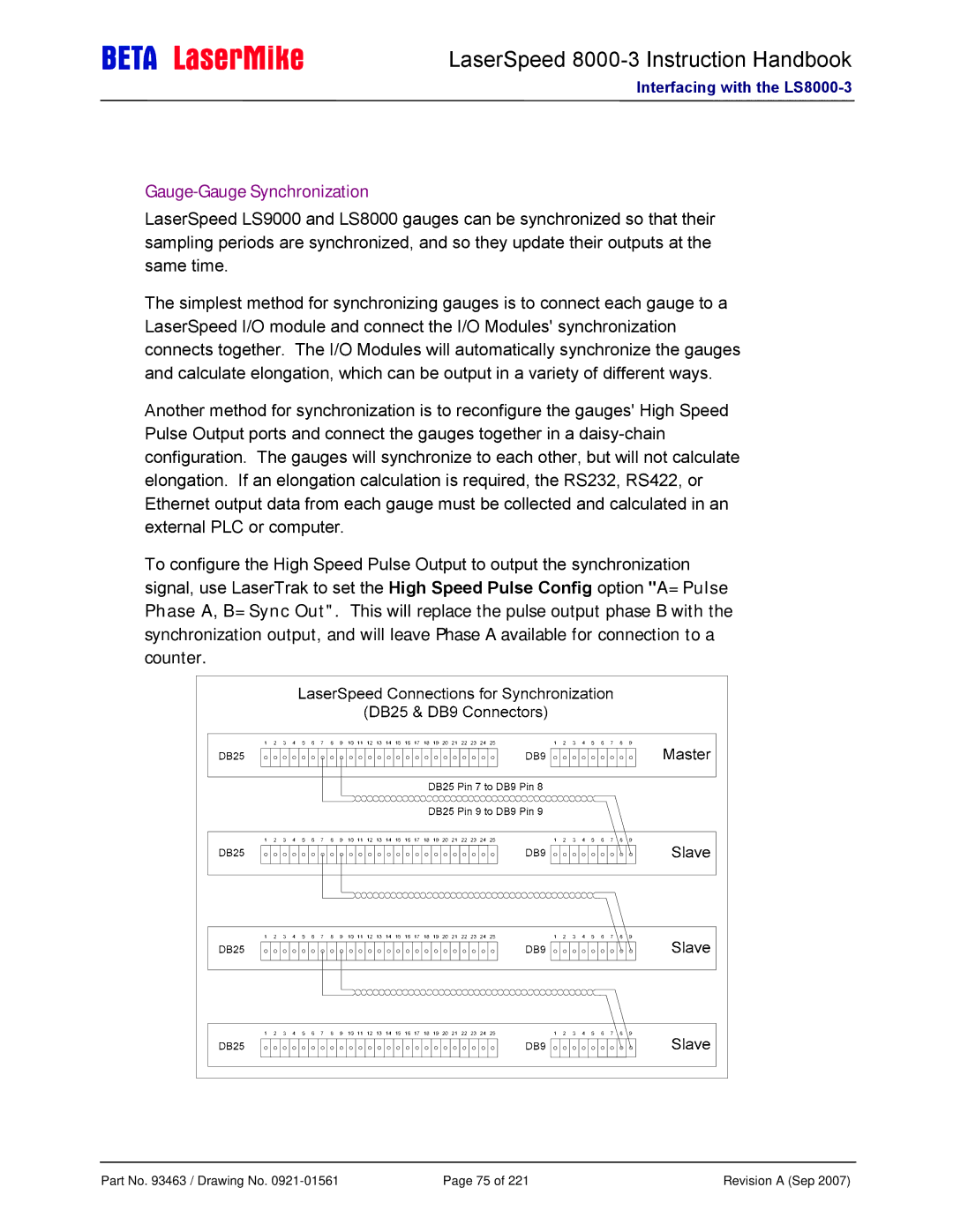 Laser LS8000-3 manual Gauge-Gauge Synchronization 