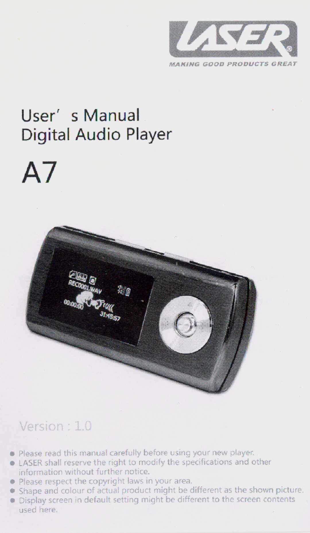 Laser MP3-A7 manual 