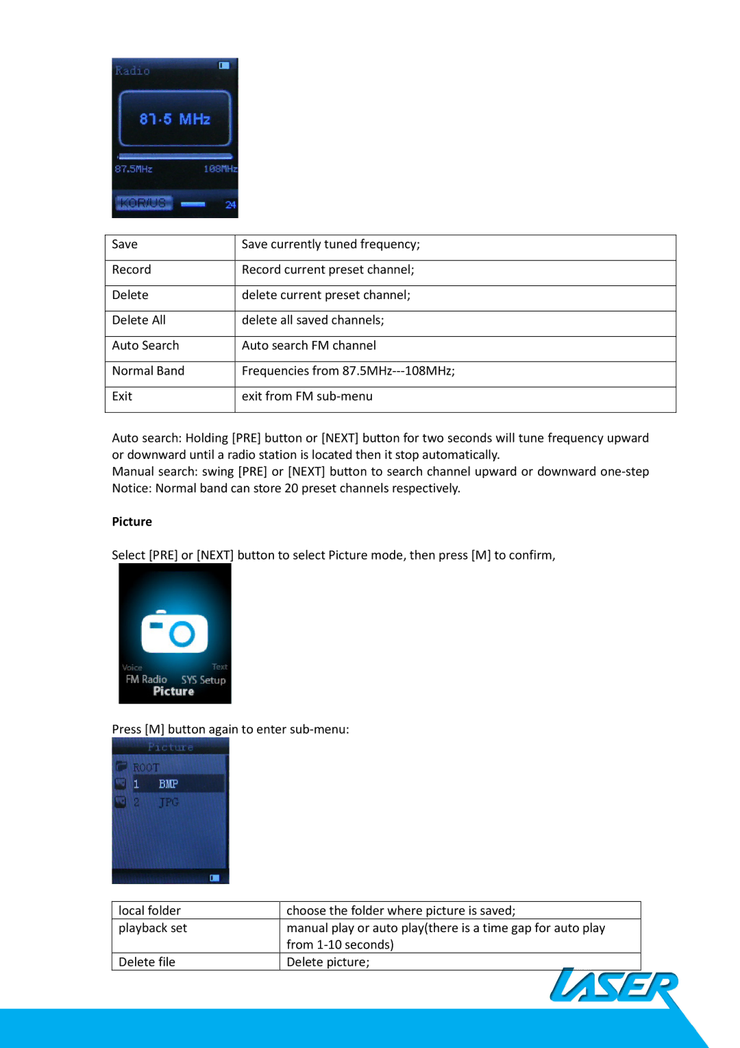 Laser MP4-L50 user manual 