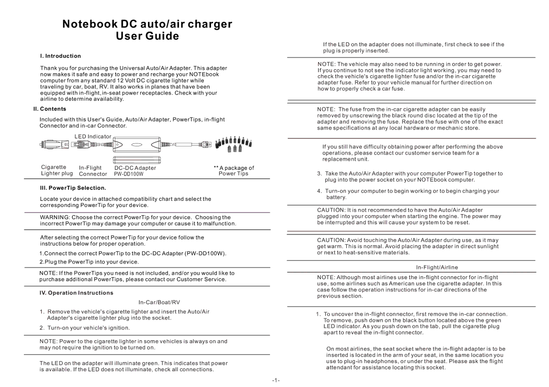 Laser PW-DD100W specifications User Guide 