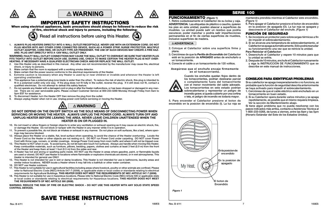 Lasko 102, 103 manual Función DE Seguridad, Consejos Para Identificar Problemas, Requirements of NEC Article 500 