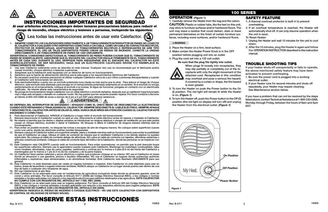 Lasko 103, 102 manual Instrucciones Importantes DE Seguridad, No Cumple CON LOS Requisitos DEL Articulo 547-7 DEL NEC 