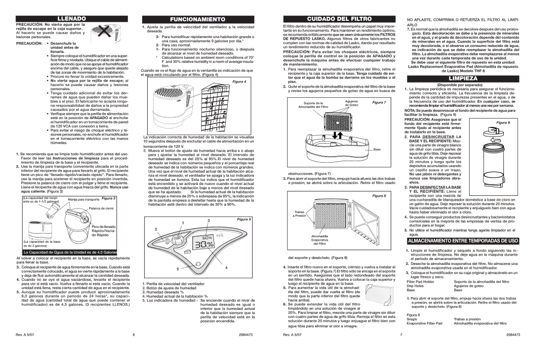 Lasko 1129 important safety instructions Llenado 