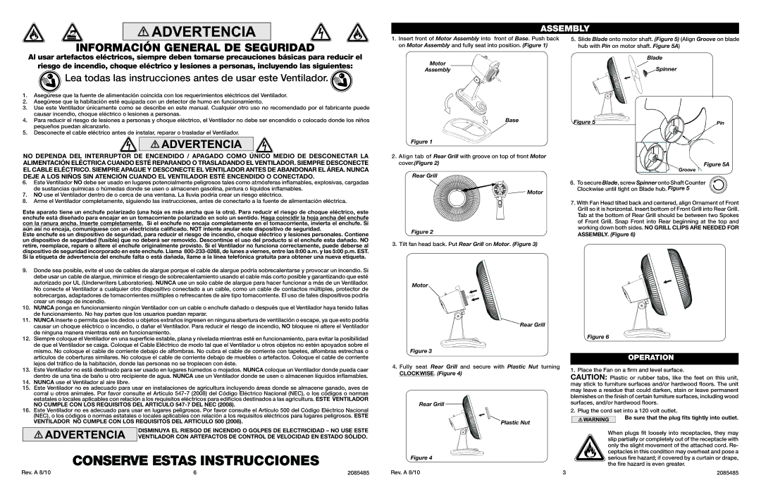 Lasko 2501 manual Conserve Estas Instrucciones, Información General DE Seguridad 