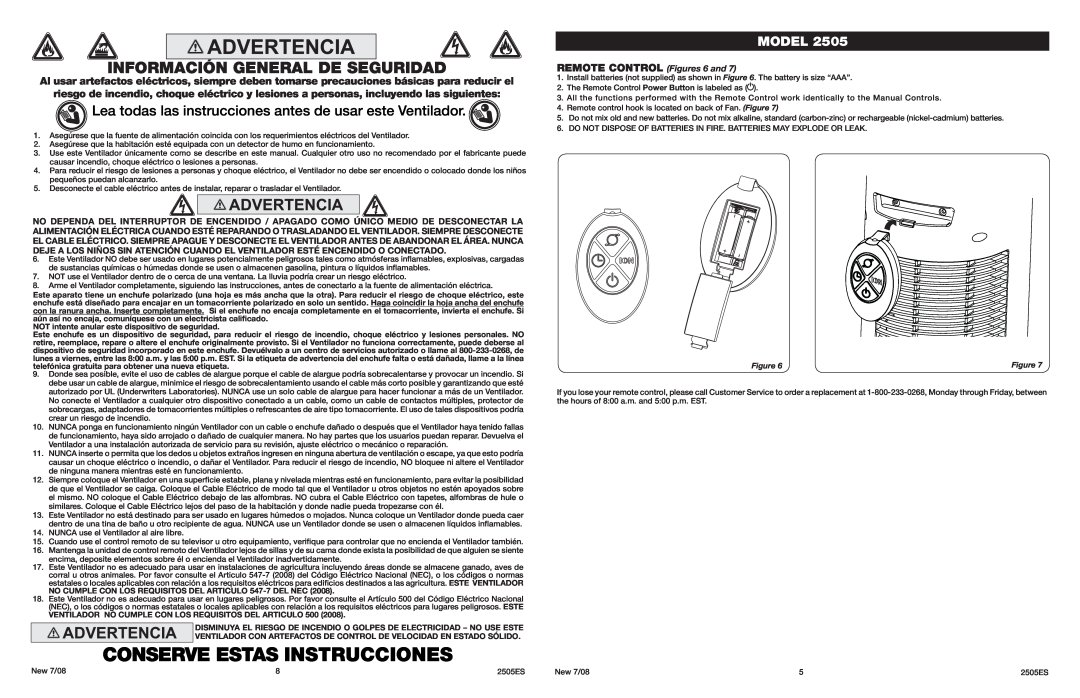 Lasko 2505 manual Conserve Estas Instrucciones, Lea todas las instrucciones antes de usar este Ventilador, Model 