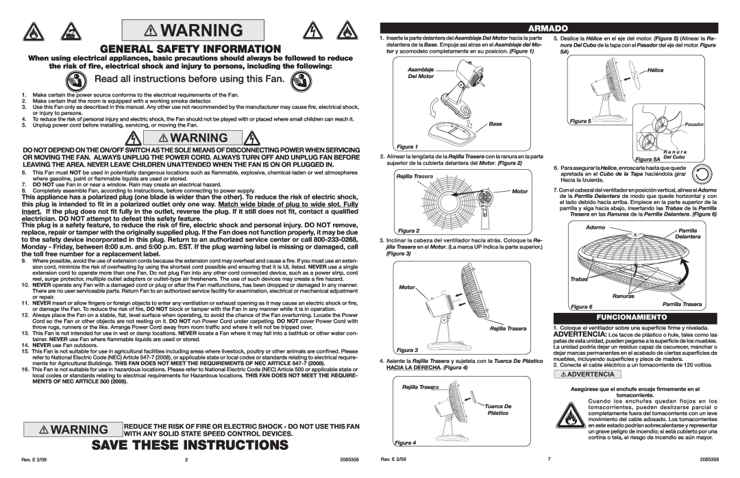 Lasko 2506 manual General Safety Information, Read all instructions before using this Fan, Model, Armado, Funcionamiento 