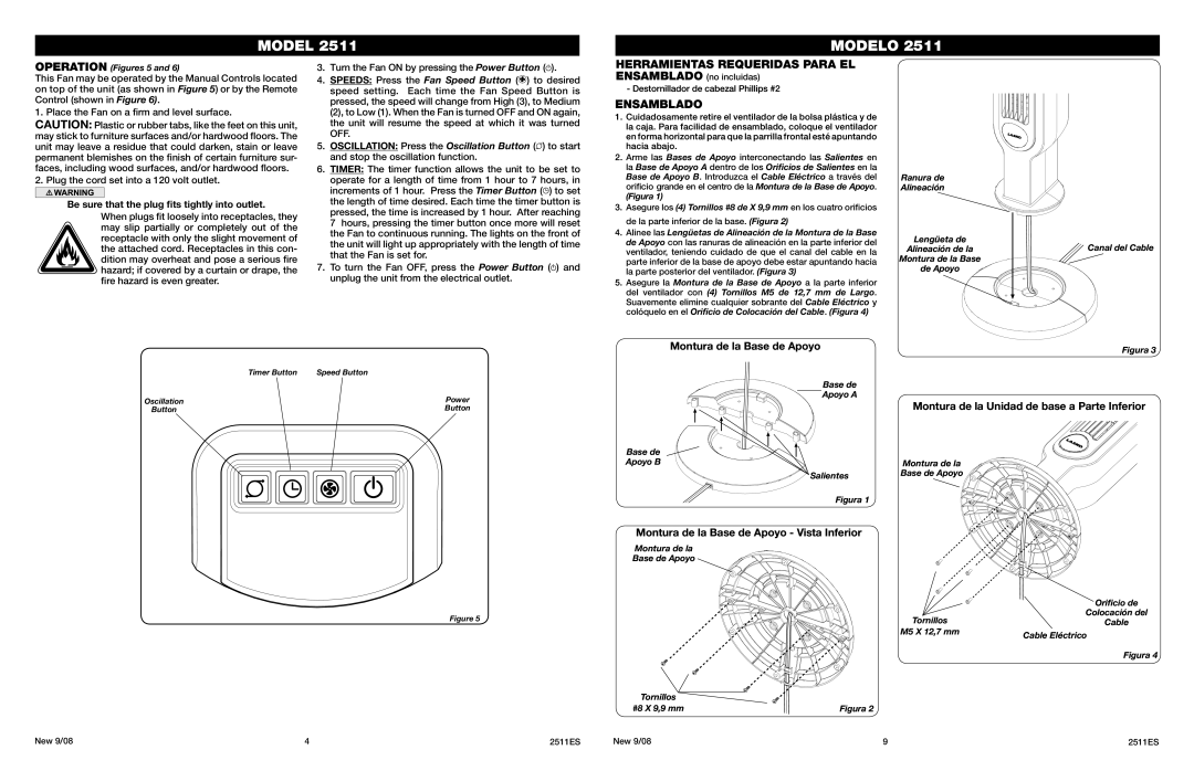 Lasko 2511 manual Herramientas Requeridas Para EL, Ensamblado, Montura de la Base de Apoyo 