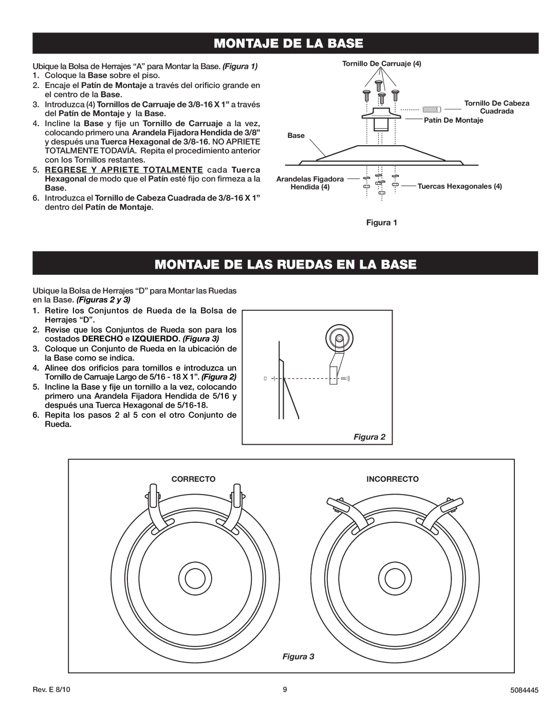 Lasko 3138 instruction sheet Montaje DE LA Base 