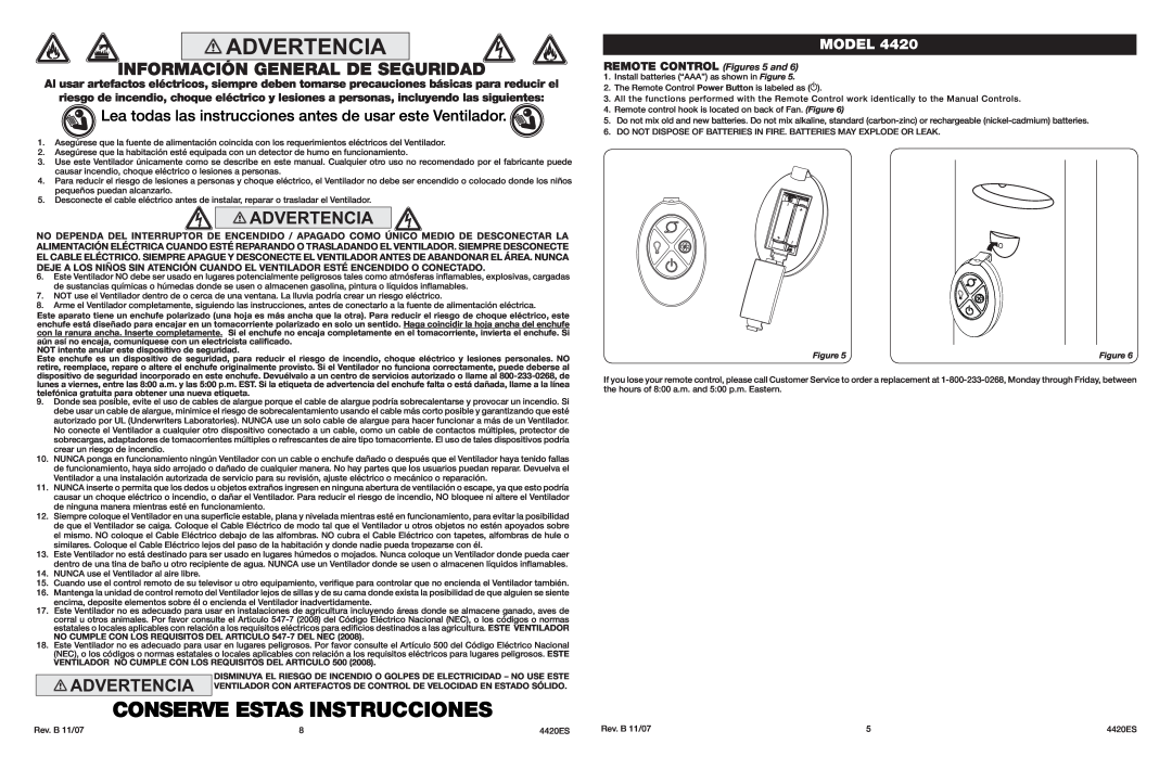 Lasko 4420 manual Conserve Estas Instrucciones, Lea todas las instrucciones antes de usar este Ventilador, Model 
