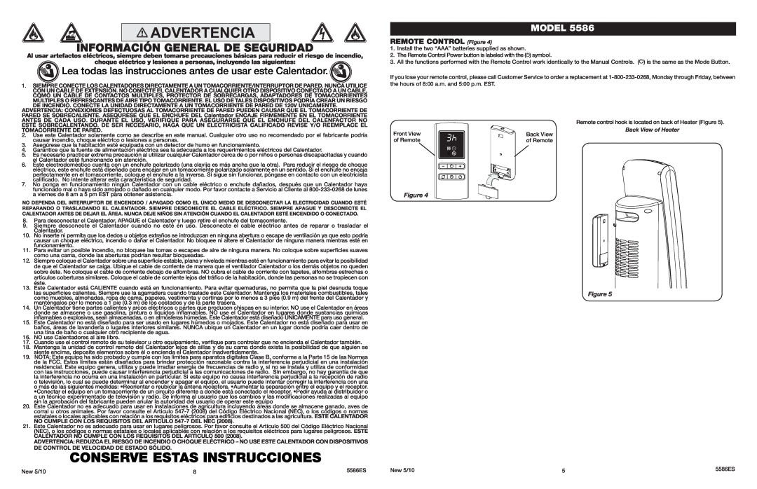 Lasko 5566, 5586 manual Conserve Estas Instrucciones, Lea todas las instrucciones antes de usar este Calentador, Model 