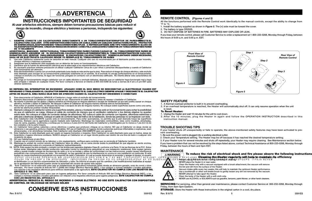 Lasko 5591 manual Conserve Estas Instrucciones, Lea todas las instrucciones antes de usar este Calefactor, Safety Feature 