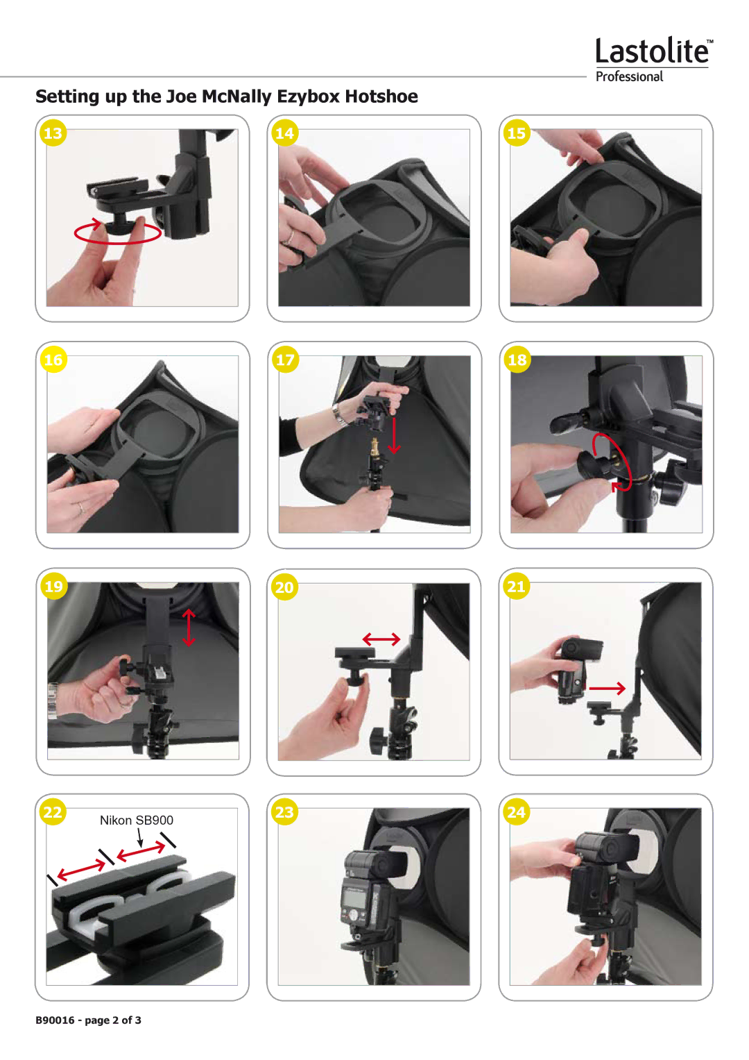Lastolite B90016 manual Setting up the Joe McNally Ezybox Hotshoe 