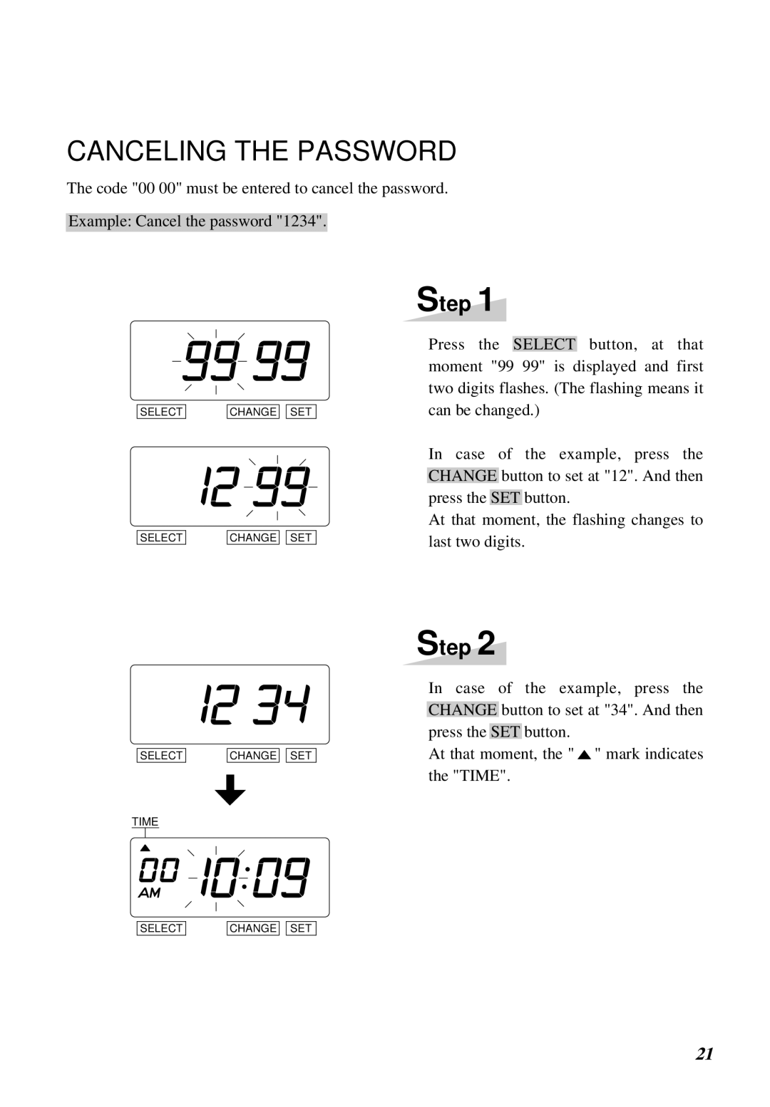 Lathem 1000E manual Setting the Display Format, Canceling the Password 