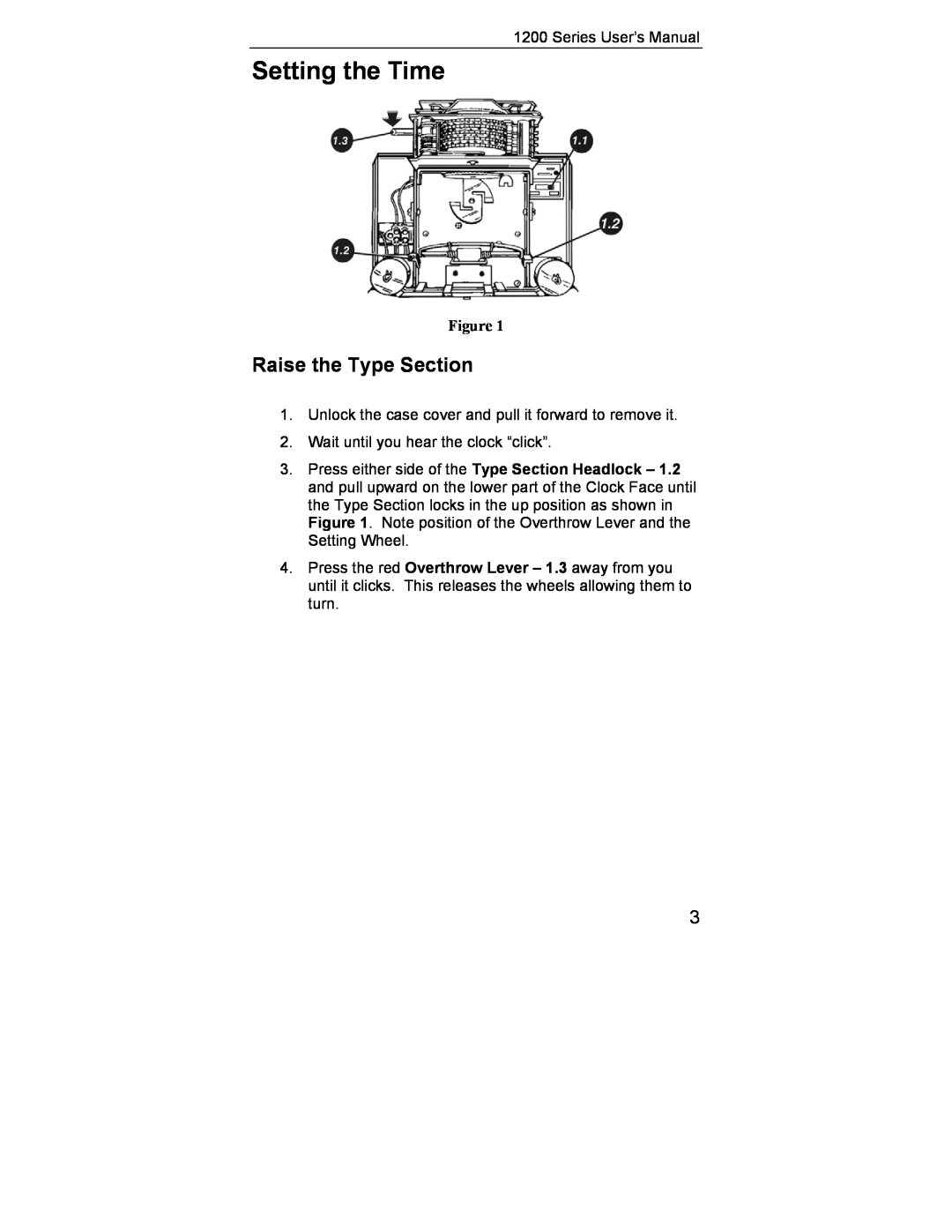 Lathem 1200 Series user manual Setting the Time, Raise the Type Section 