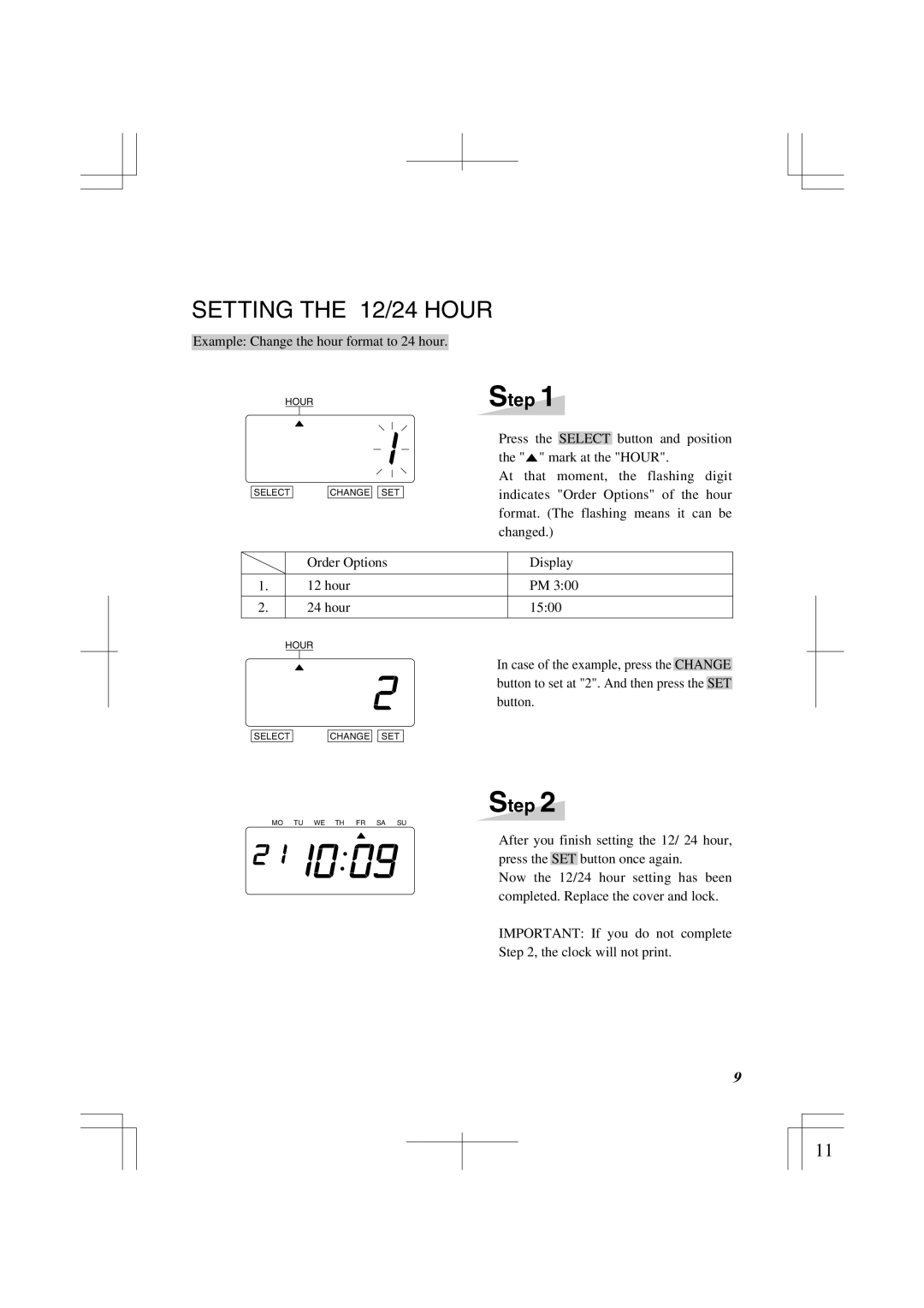 Lathem 1500E manual Setting the 12/24 Hour 