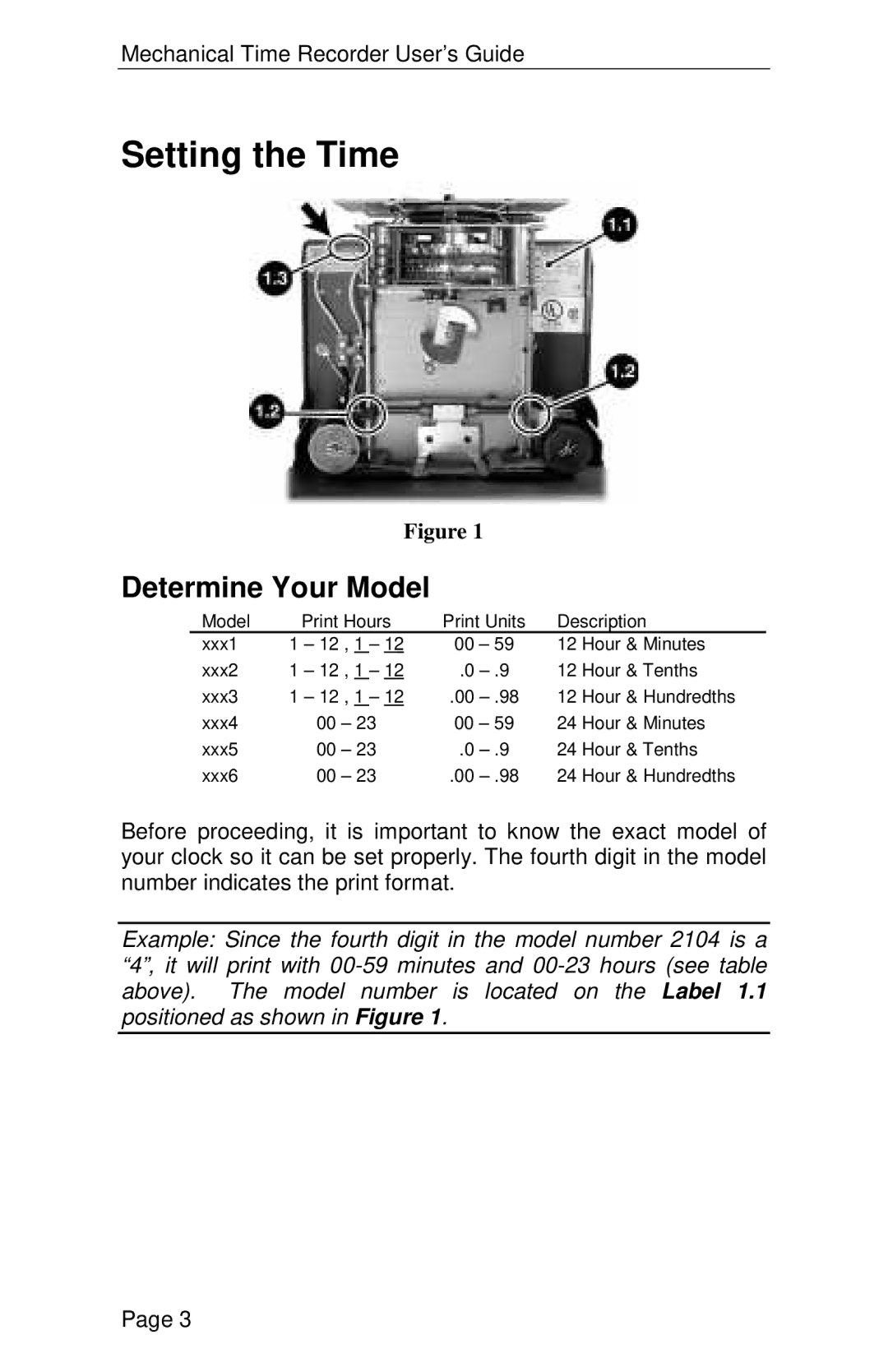 Lathem 2000 manual Setting the Time, Determine Your Model 