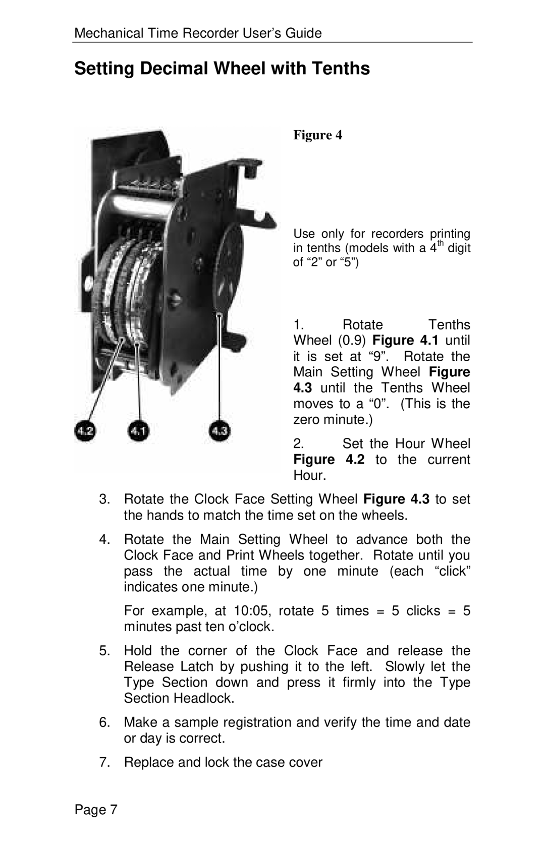 Lathem 2000 manual Setting Decimal Wheel with Tenths 