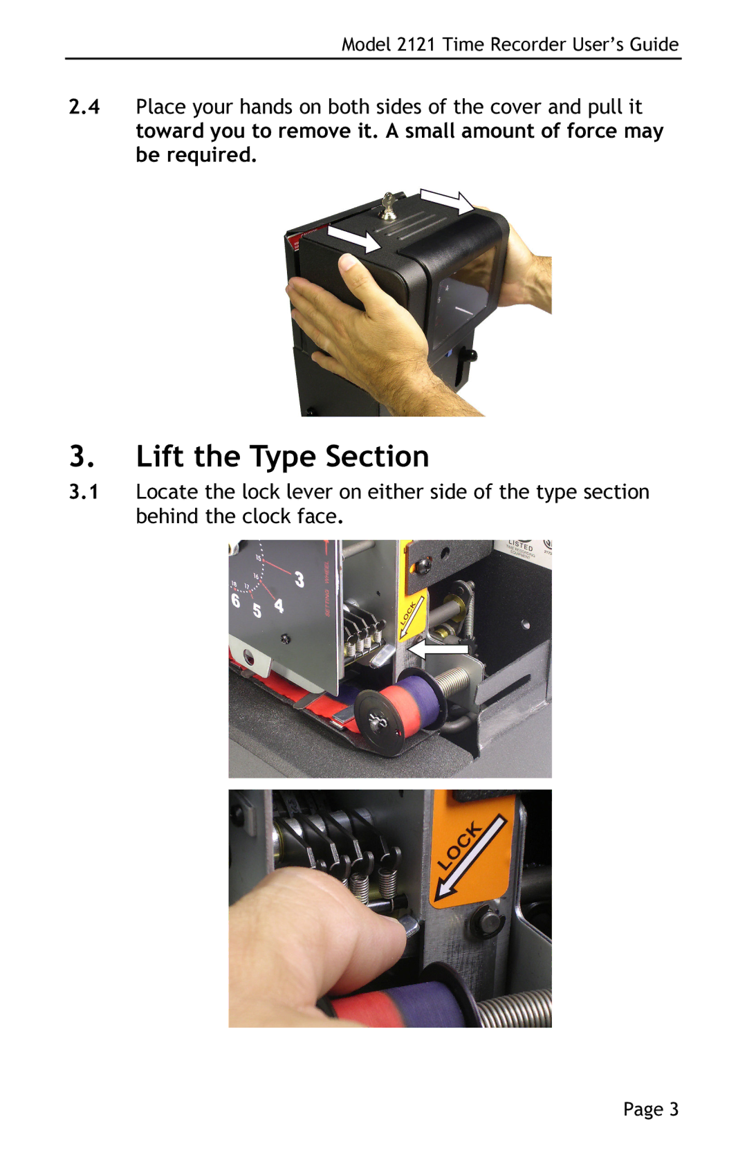 Lathem 2121 manual Lift the Type Section 