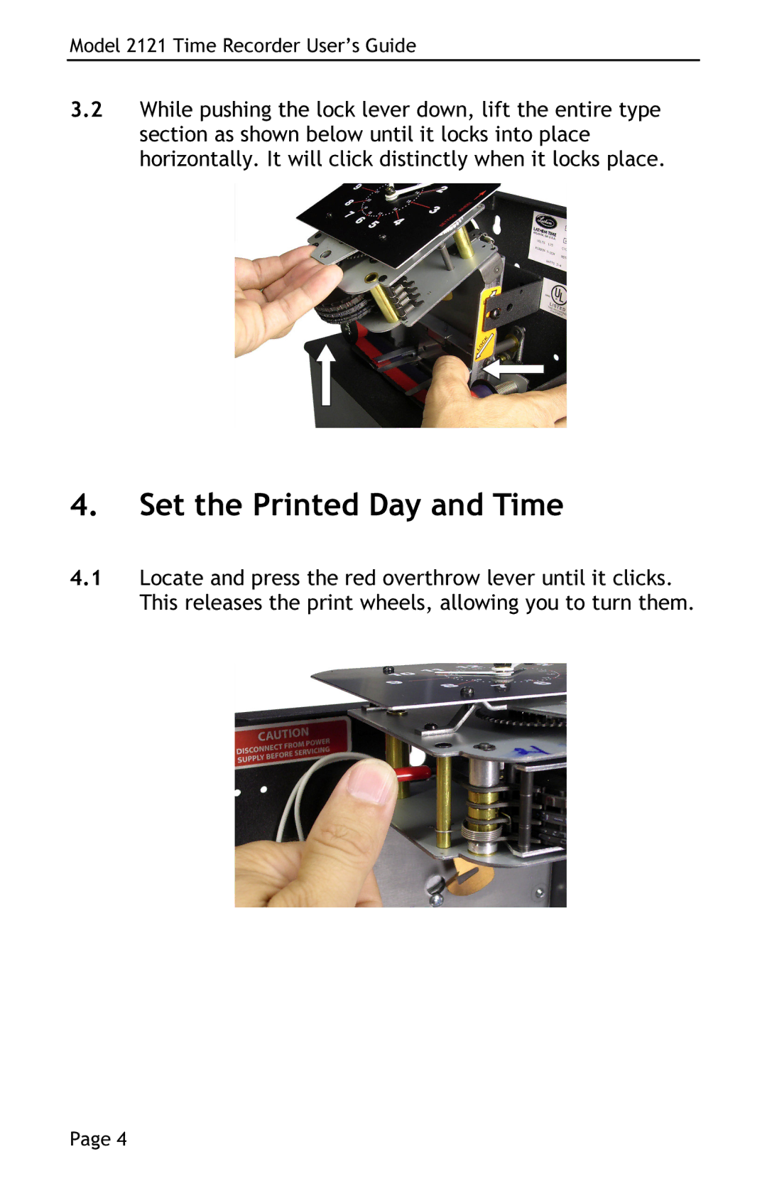 Lathem 2121 manual Set the Printed Day and Time 