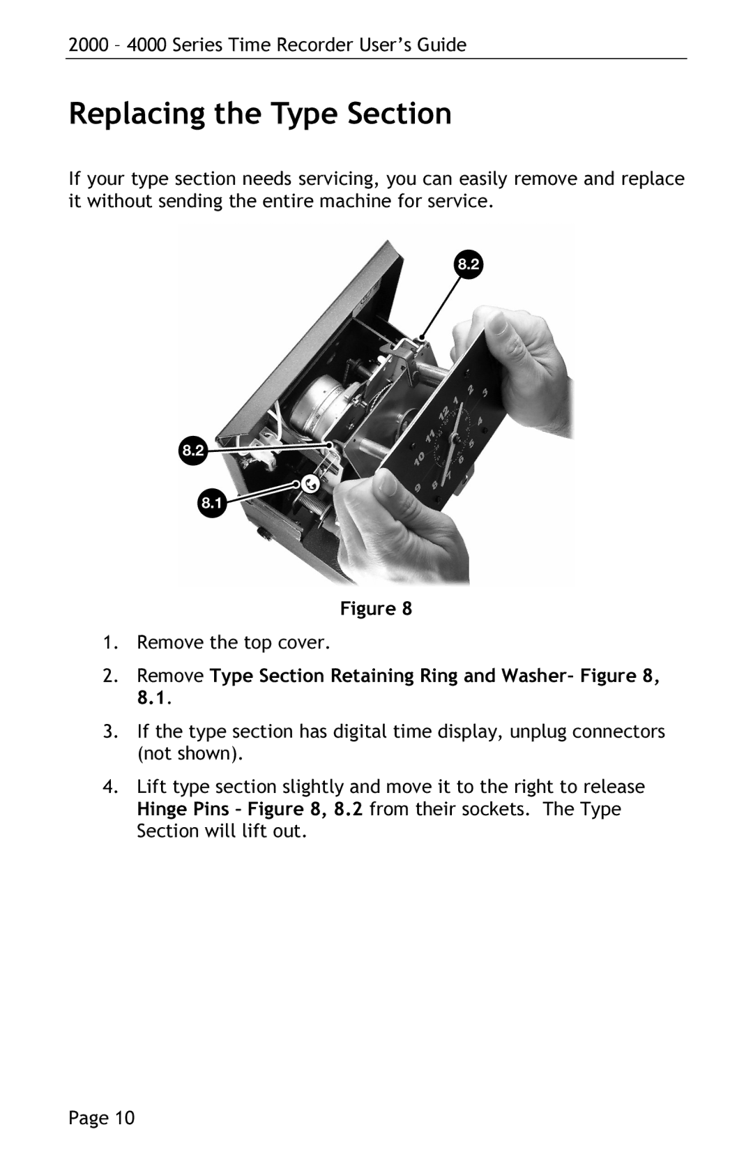 Lathem 4000 manual Replacing the Type Section 