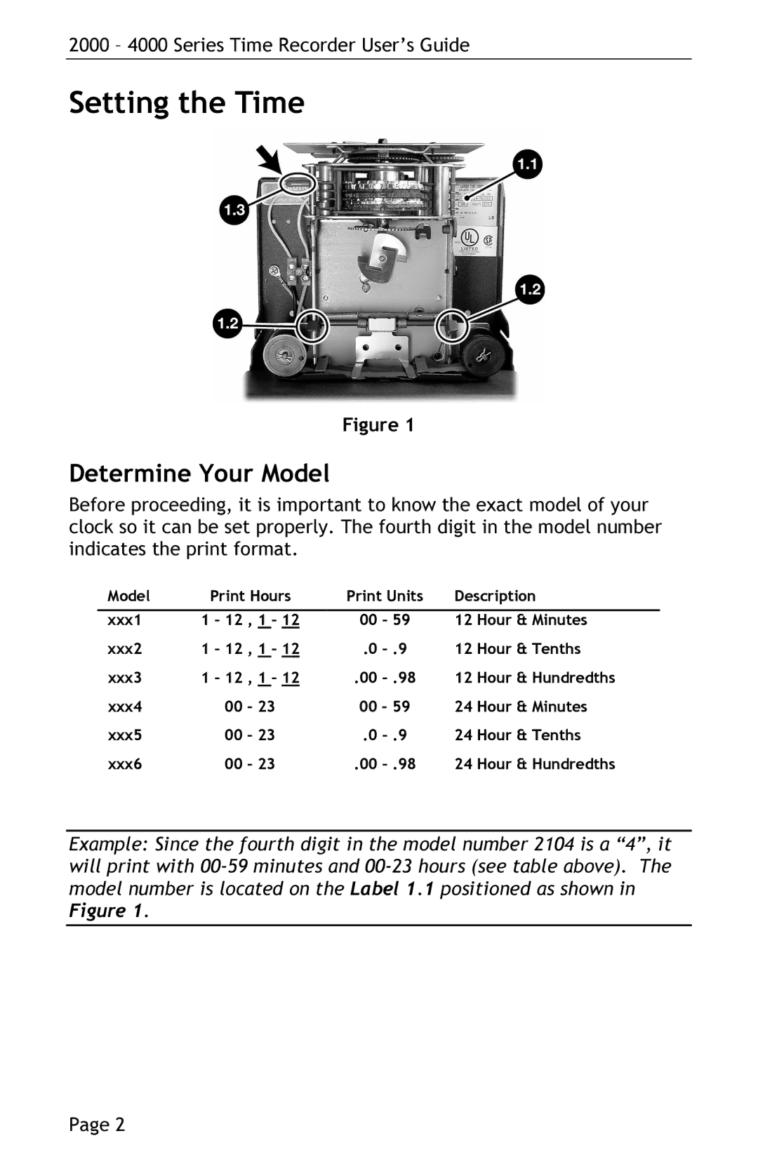 Lathem 4000 manual Setting the Time, Determine Your Model 