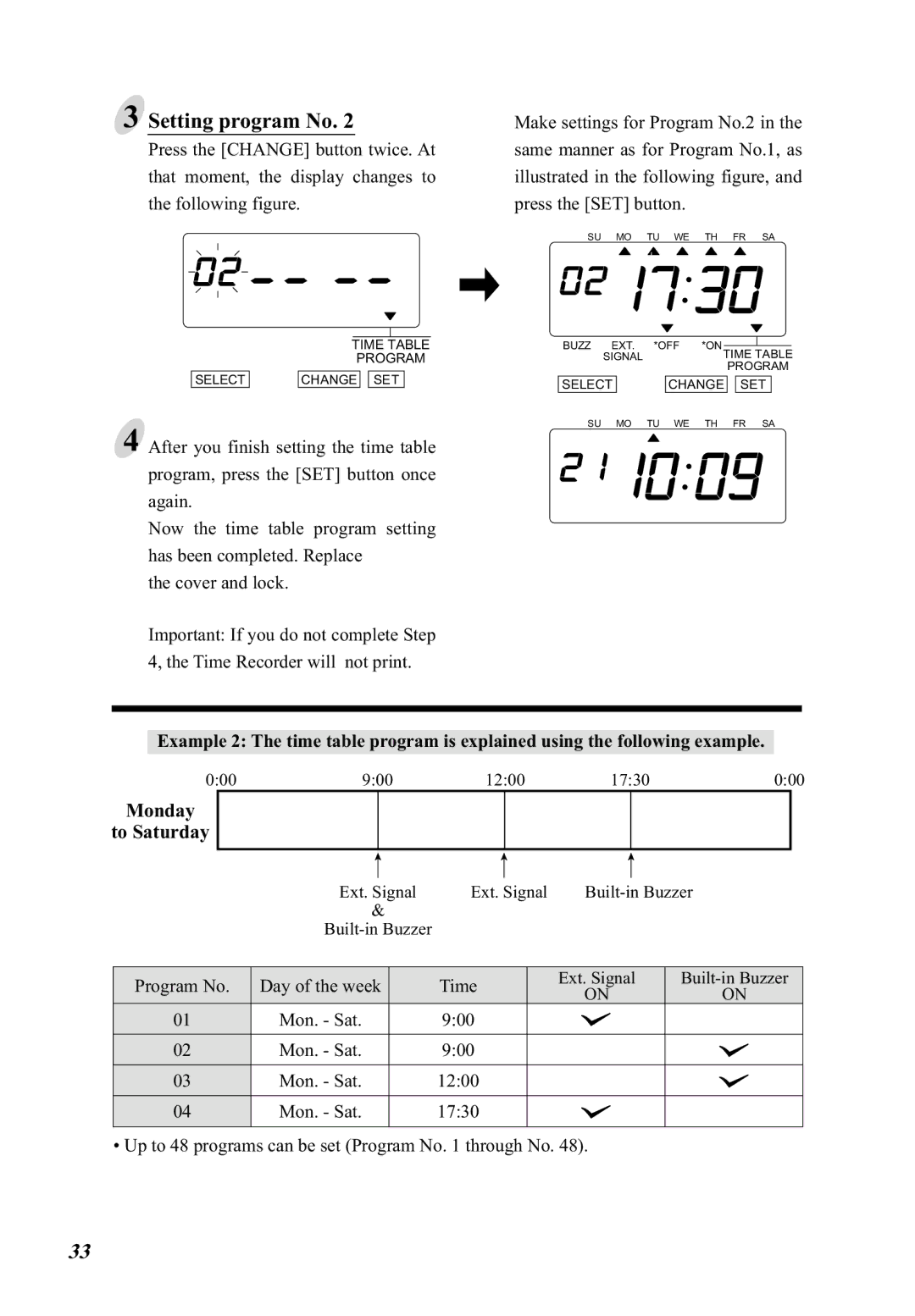 Lathem 5000E Plus manual 000900 1200, Ext. Signal Built-in Buzzer, Time Ext. Signal 