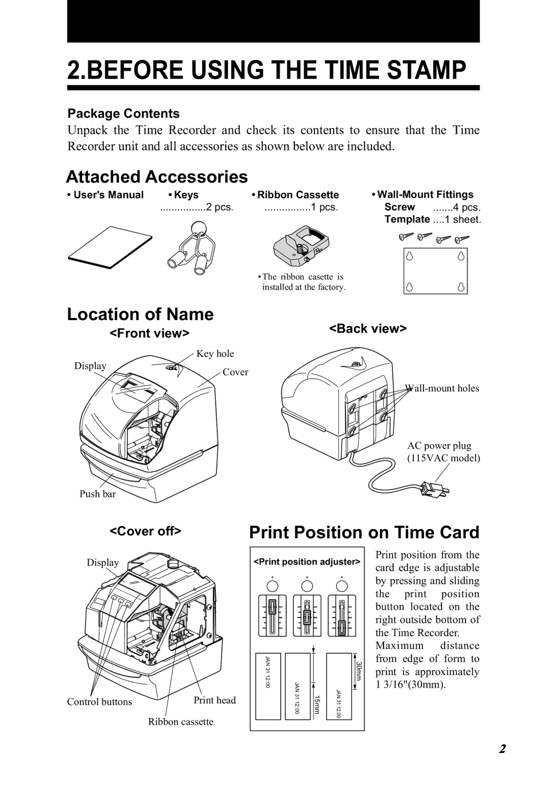 Lathem 5000E Plus manual Before Using the Time Stamp, Package Contents 