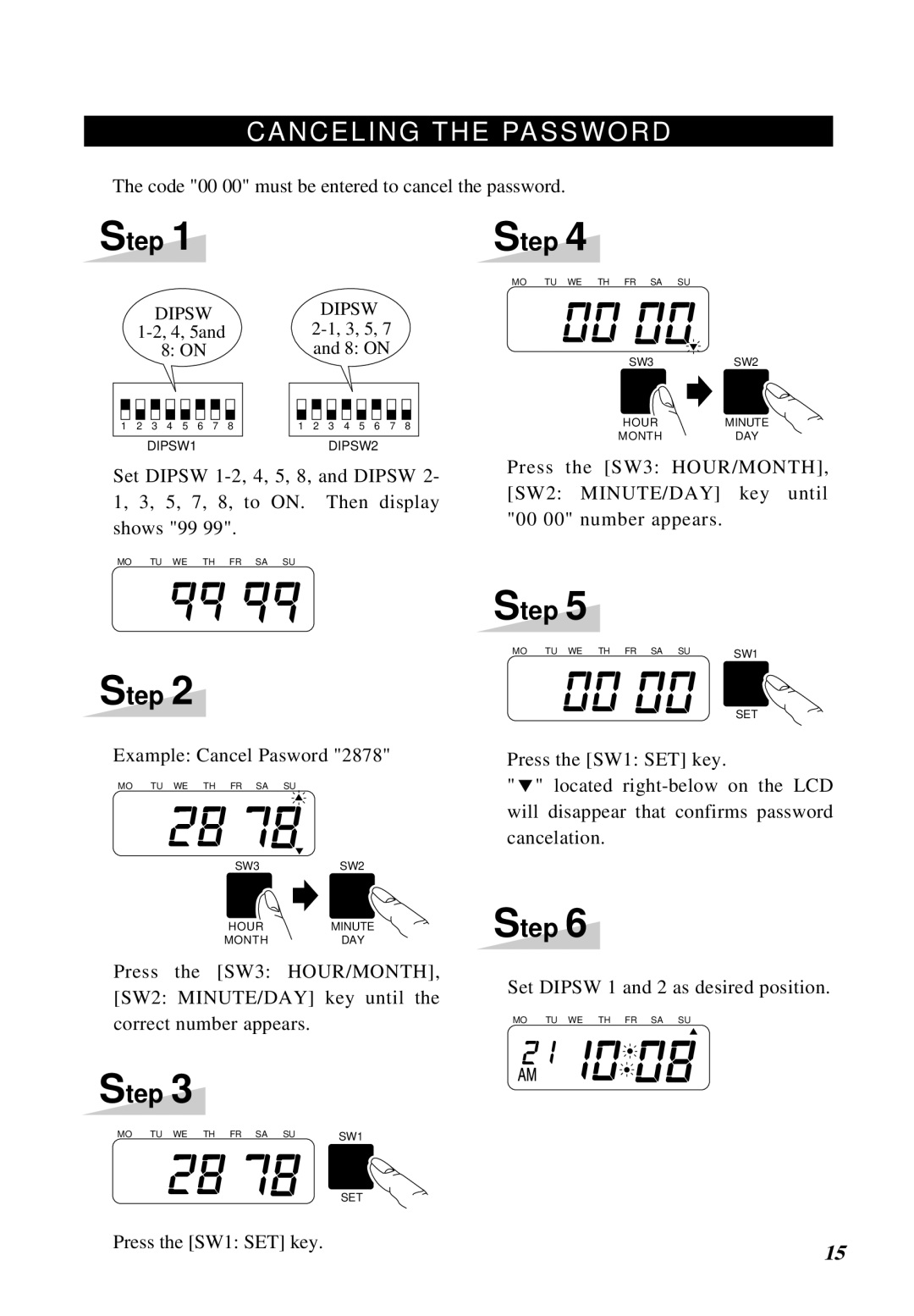 Lathem 5000E manual Canceling the Password 