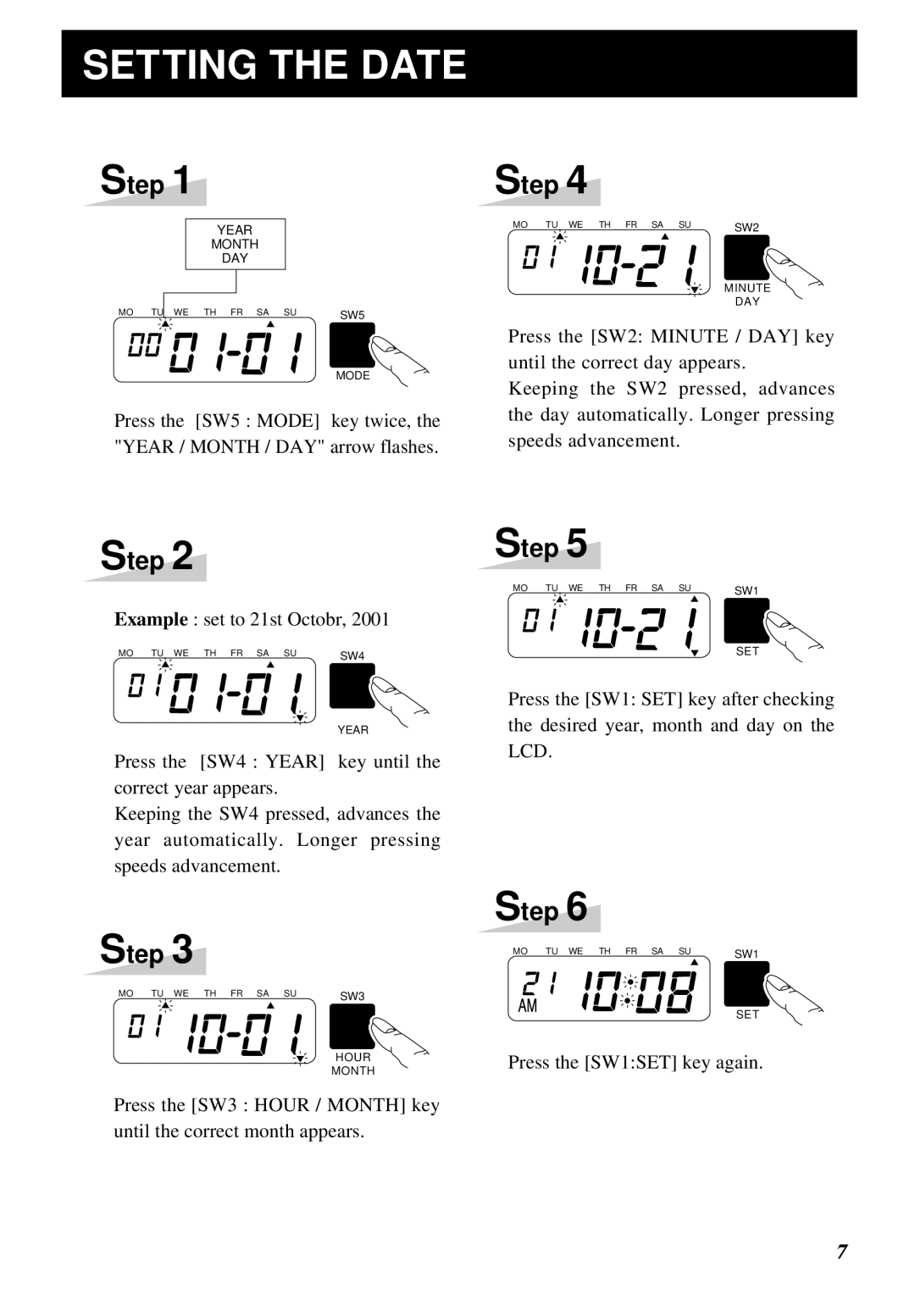 Lathem 5000E manual Setting the Date 