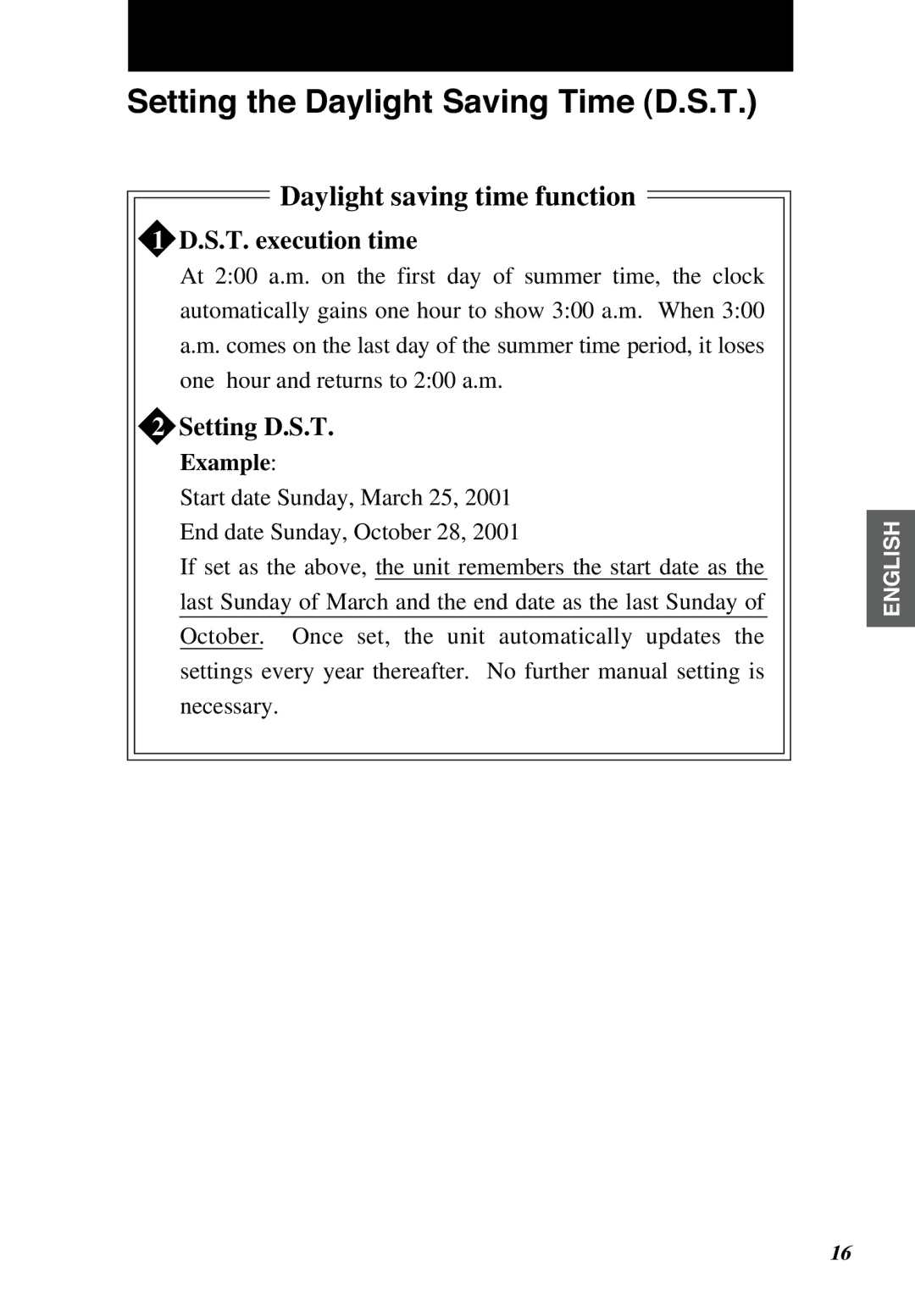 Lathem 6000E manual Setting the Daylight Saving Time D.S.T, Daylight saving time function 