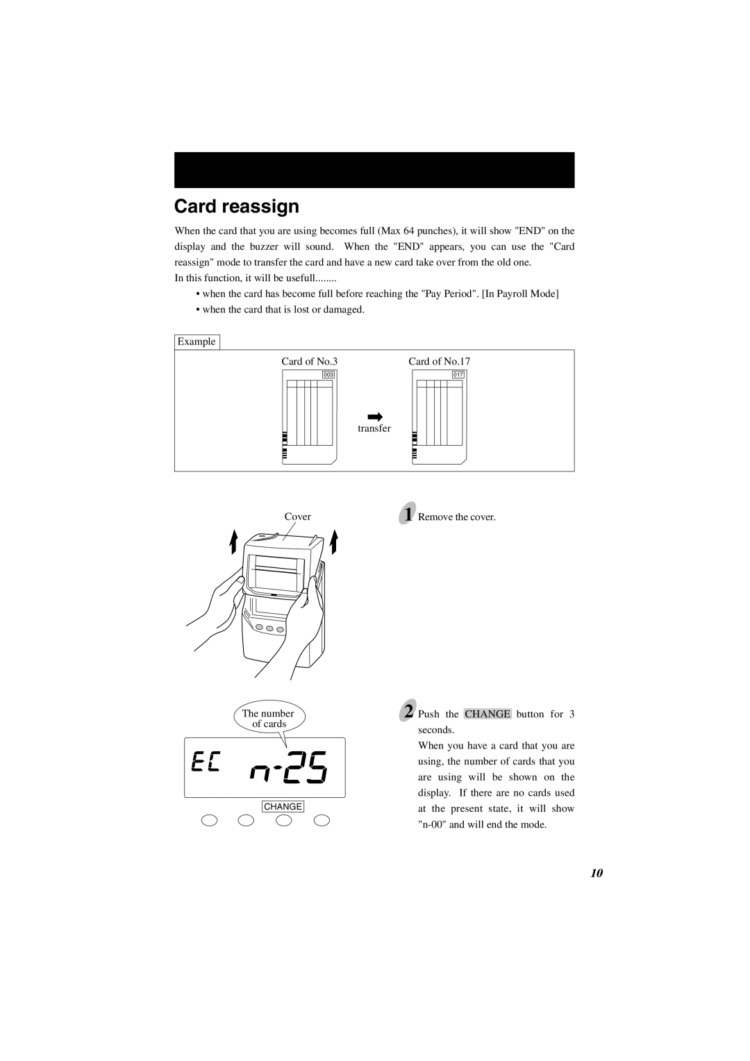 Lathem 7000E manual Card reassign 