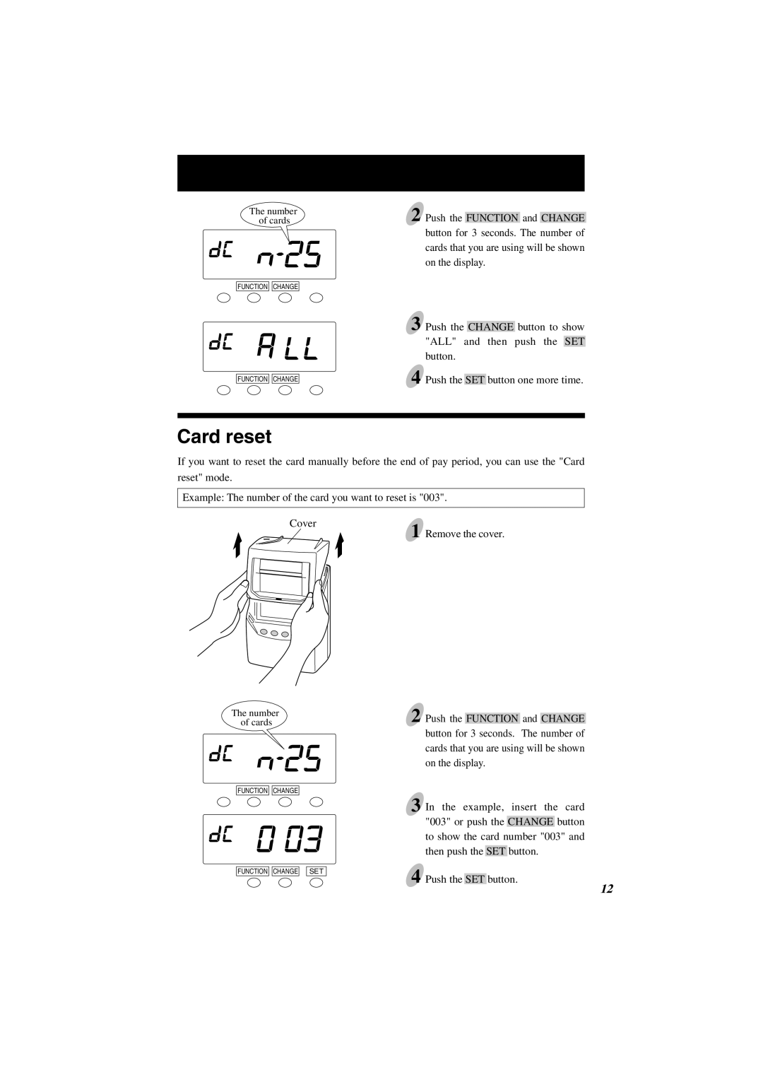 Lathem 7000E manual Card reset 