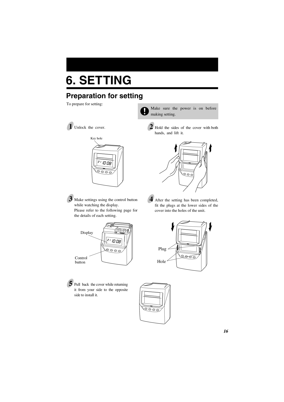 Lathem 7000E manual Setting, Preparation for setting 