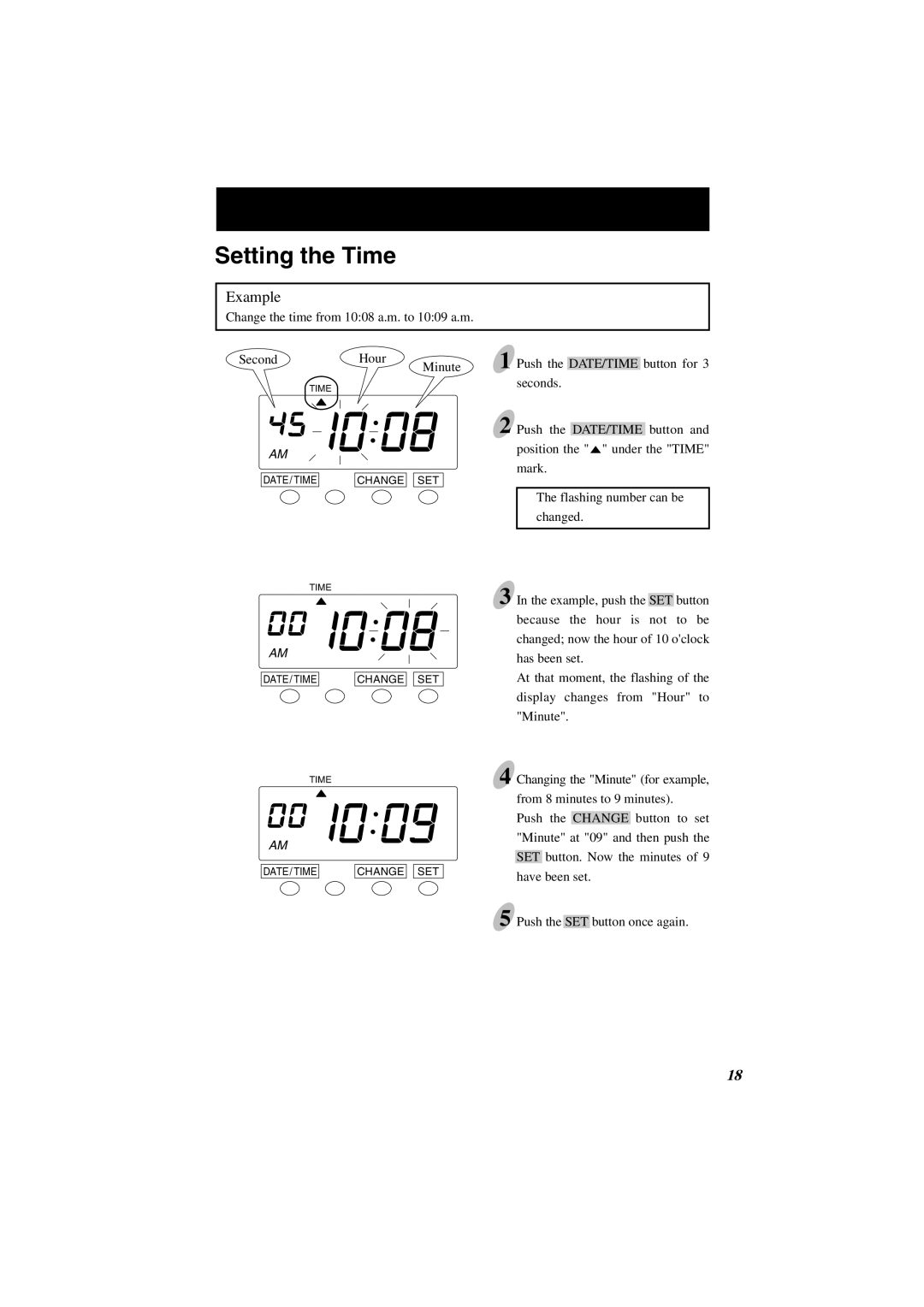 Lathem 7000E manual Setting the Time, Example 